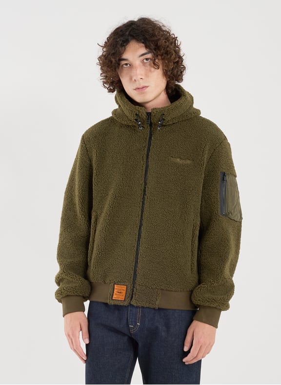 Veste ample à capuche en polaire Kaki by BOMBERS ORIGINAL BOMBERS ORIGINAL Veste ample à capuche en polaire Kaki