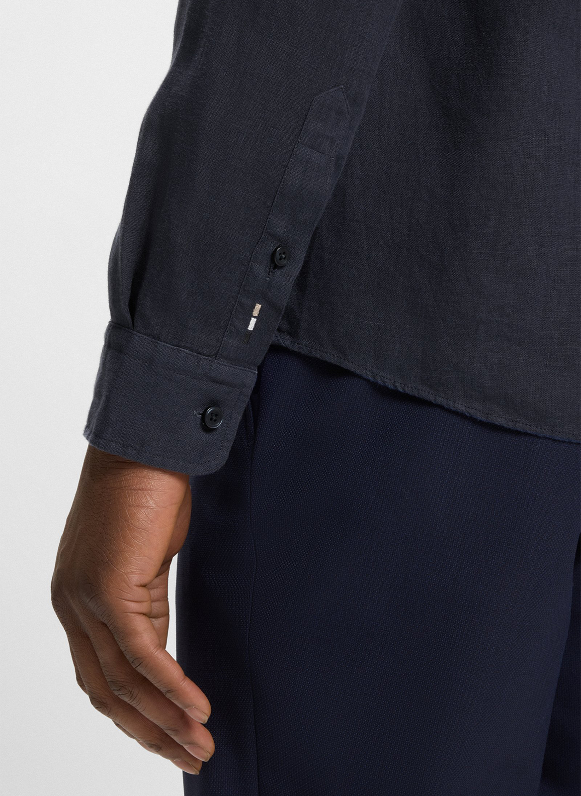 Chemise slim-fit en lin BOSS Bleu