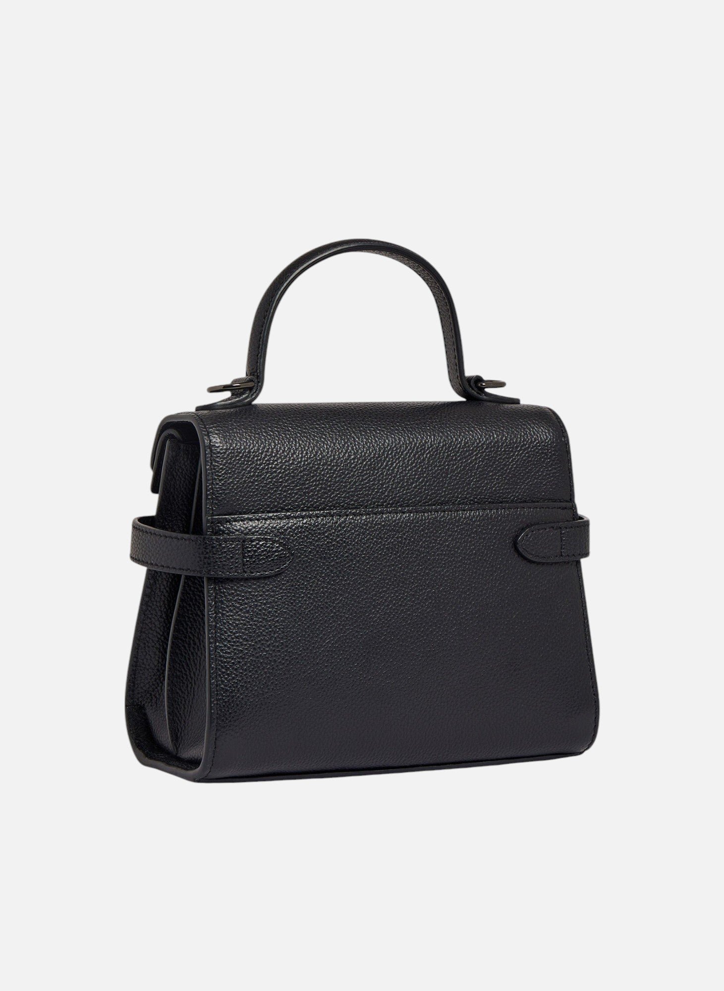 Petit sac à main double rabat emilie en cuir grainé LE TANNEUR Noir