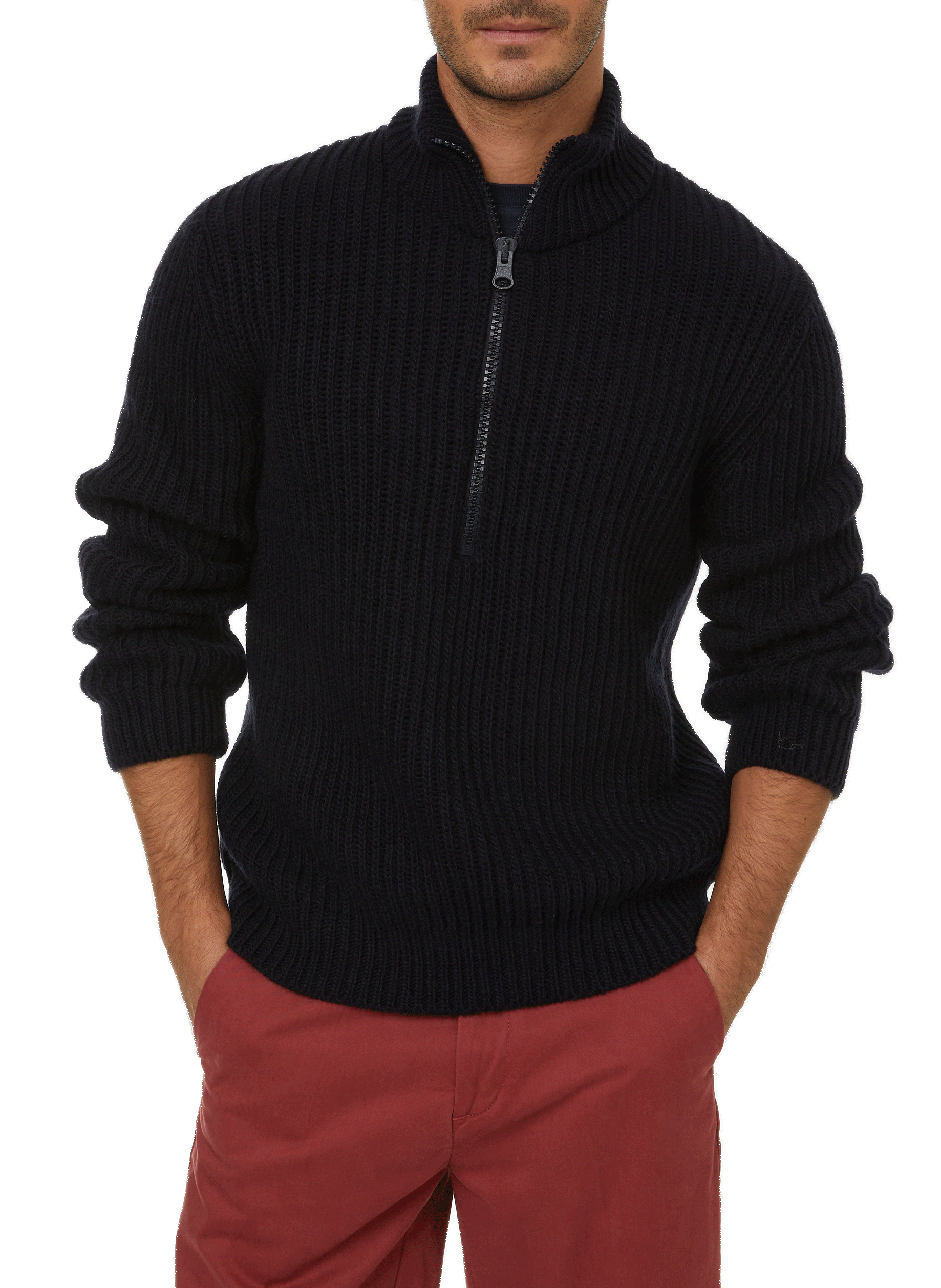 AU PRINTEMPS PARIS Wool-blend zip-up jumper Blue