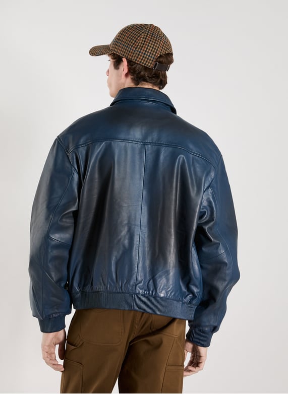 Blouson col classique en cuir | Bleu by ARTE ANTWERP Blouson col classique en cuir Bleu