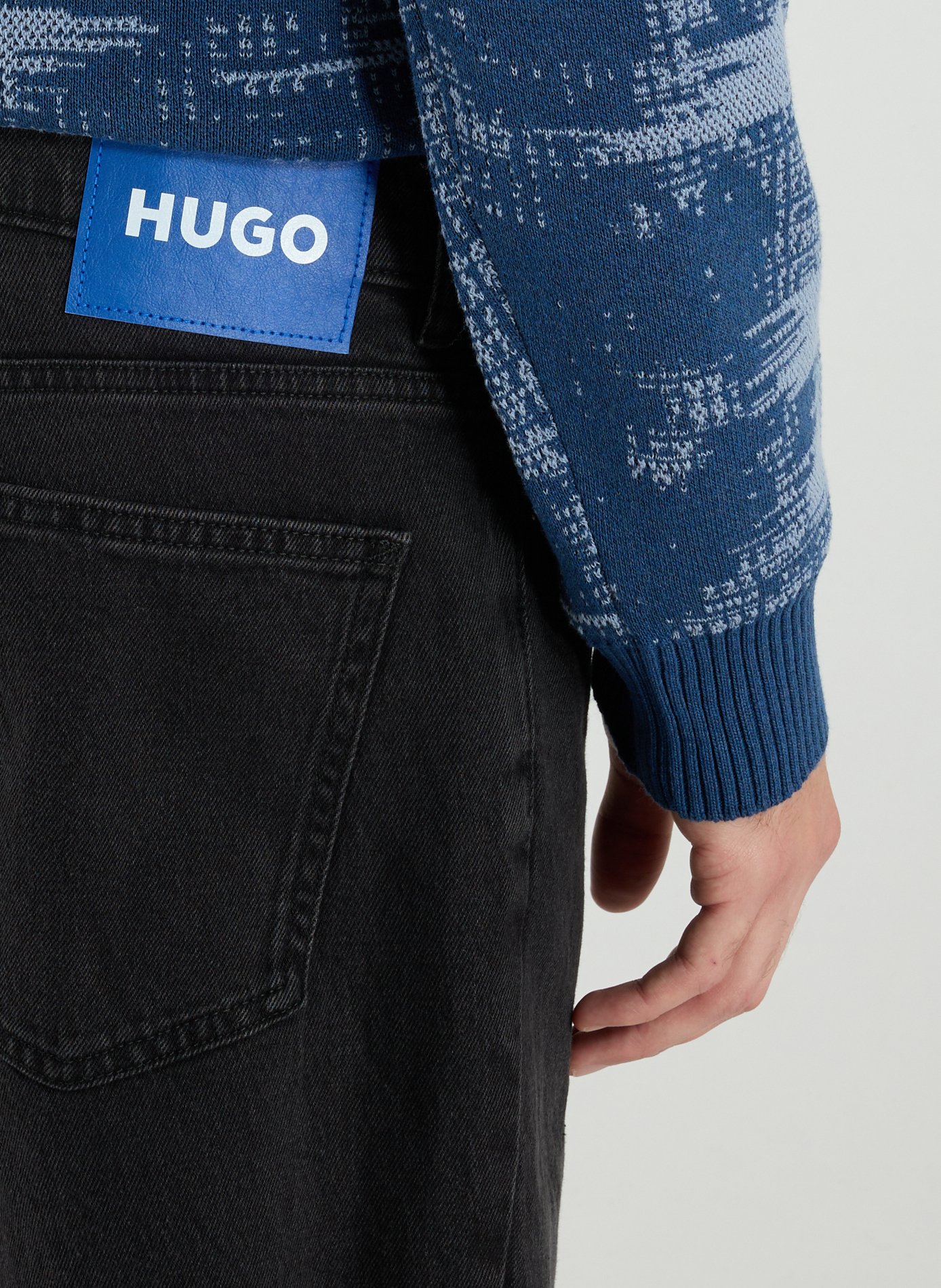 Tapered cotton jeans HUGO BLUE Black