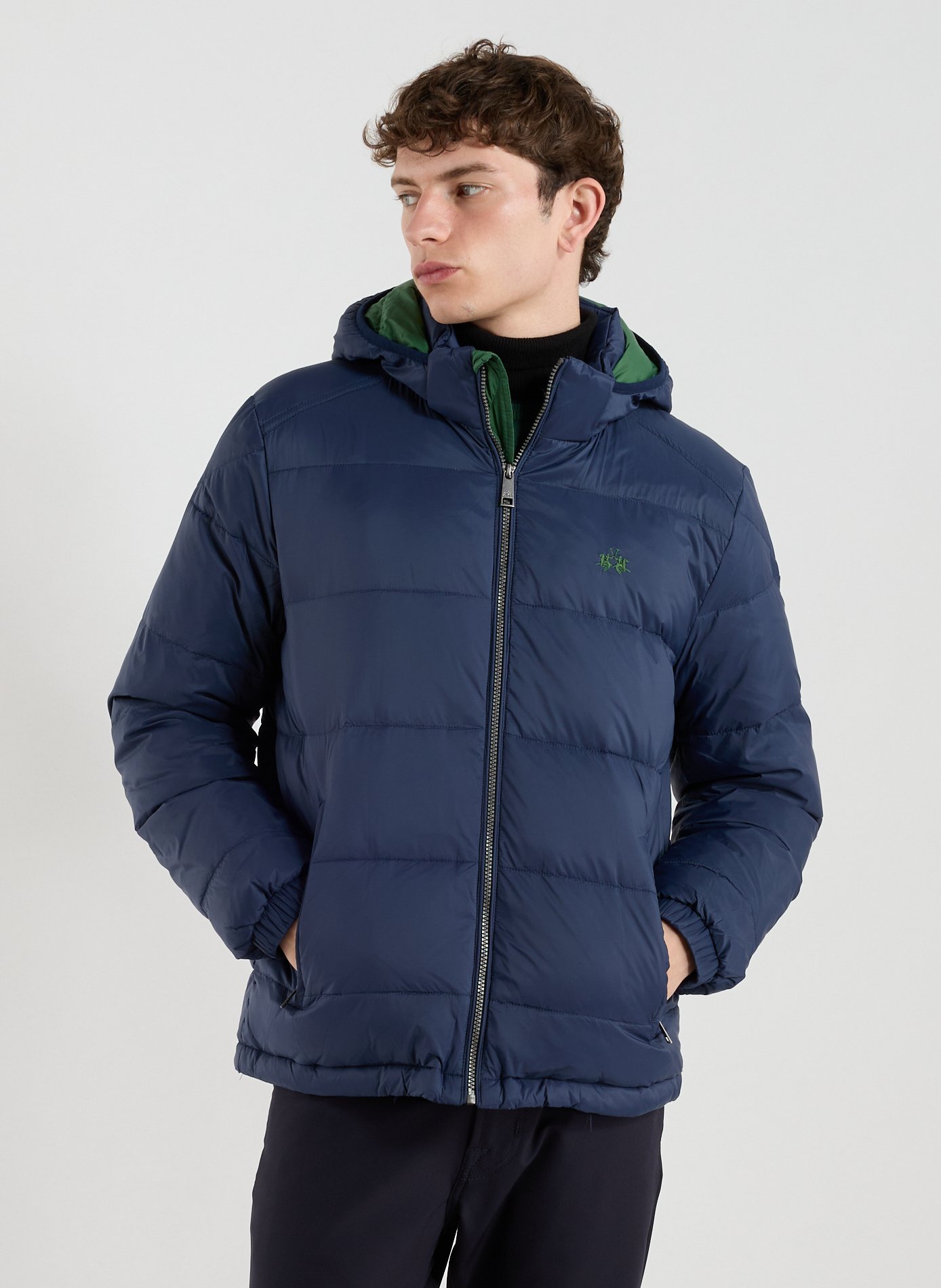 LA MARTINA Long-sleeved jacket with removable hood Blue
