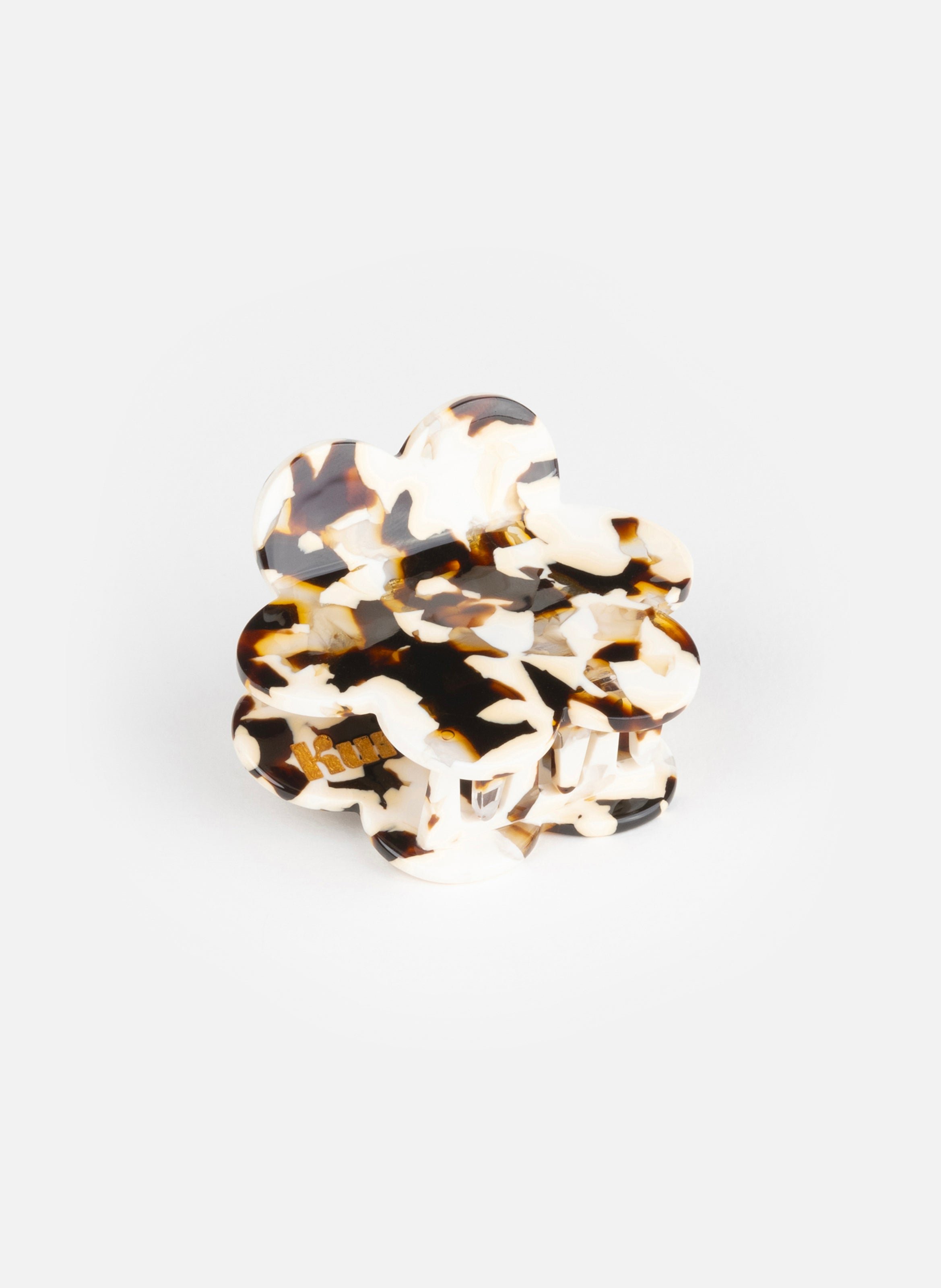 Pince à cheveux fleurette en acétate de cellulose MarronKURAGE GINZA