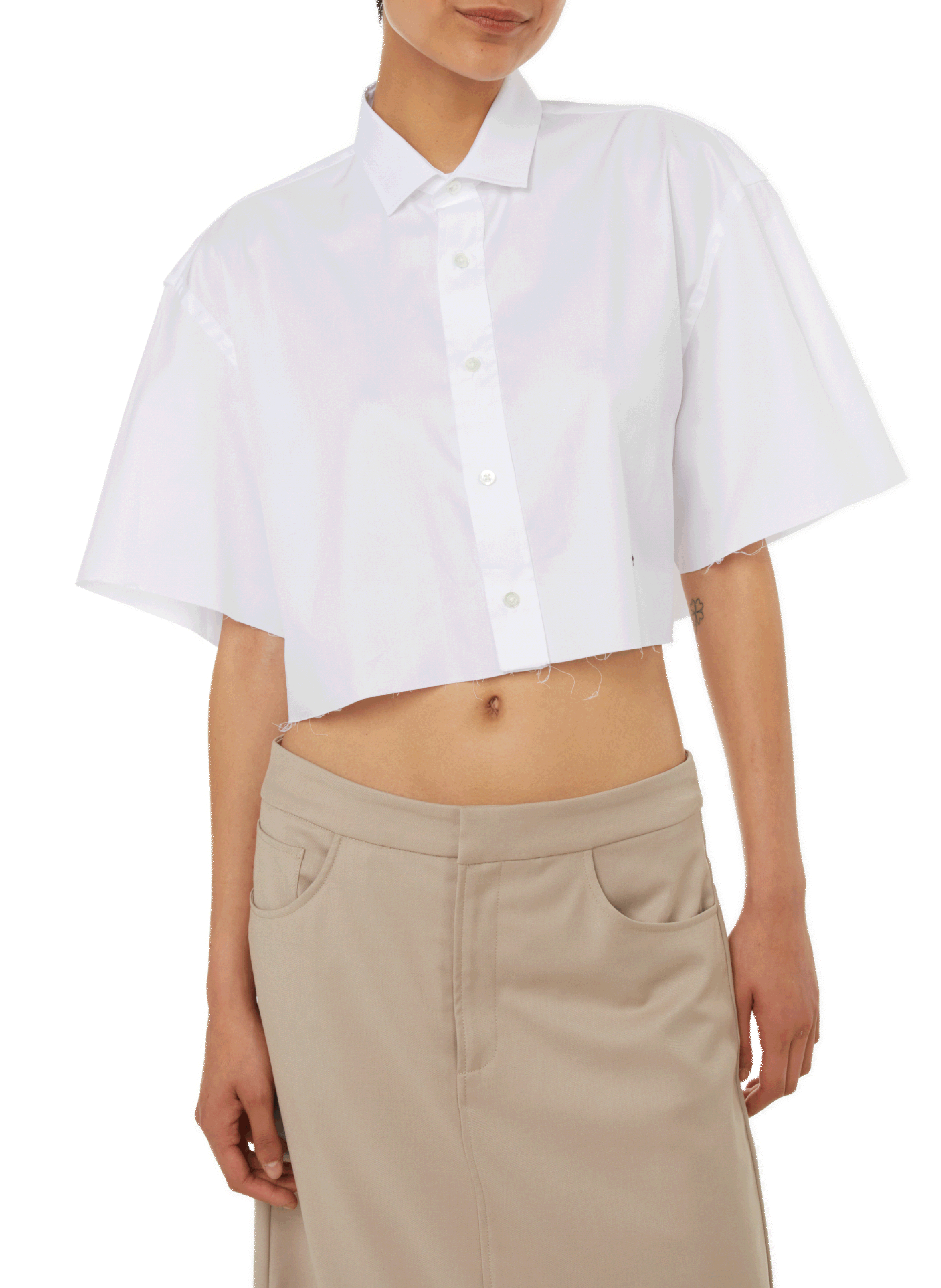 HOMMEGIRLS Chemise courte en coton Blanc