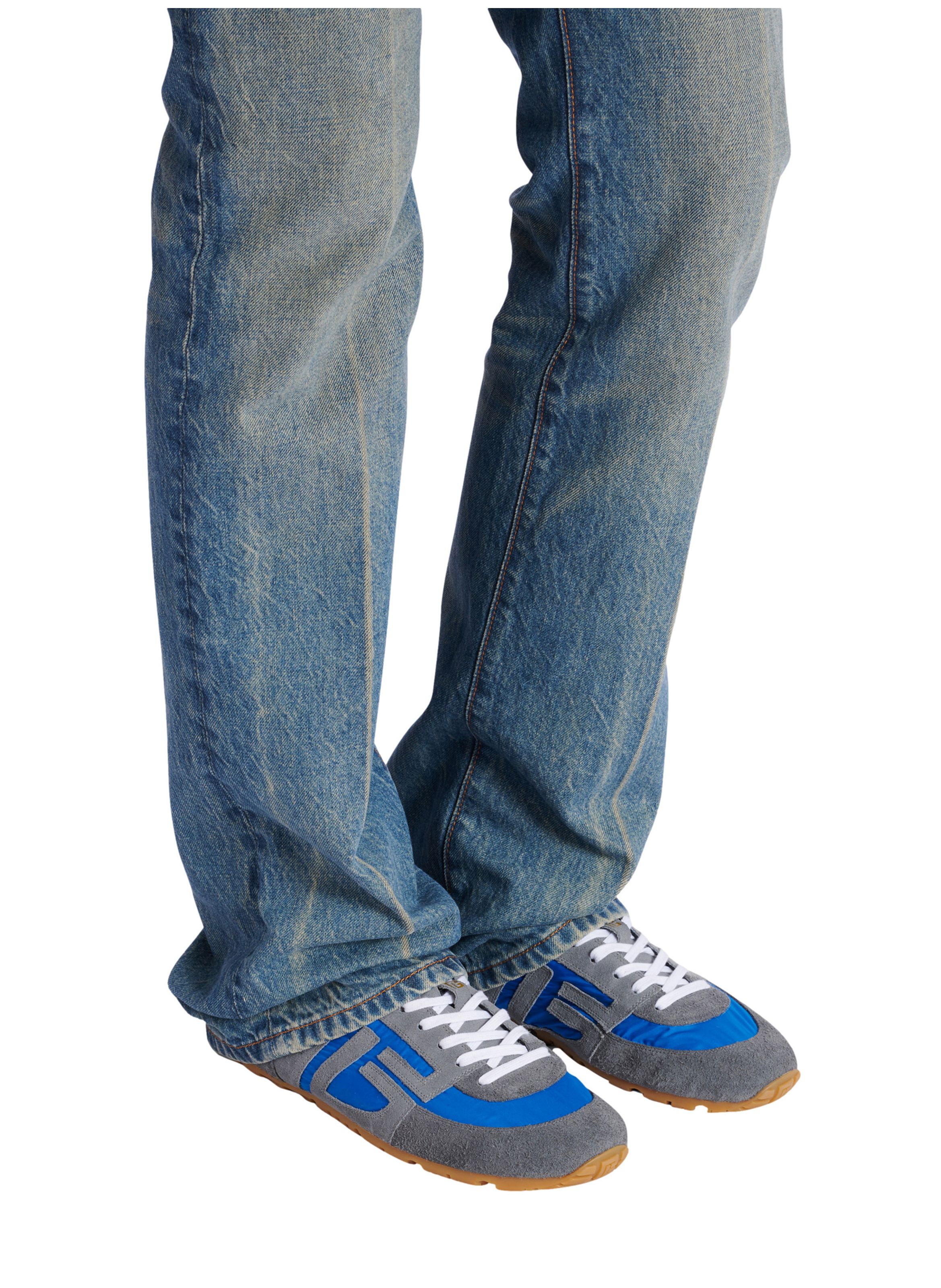 Baskets racer 45 en daim et nylon BALMAIN Bleu