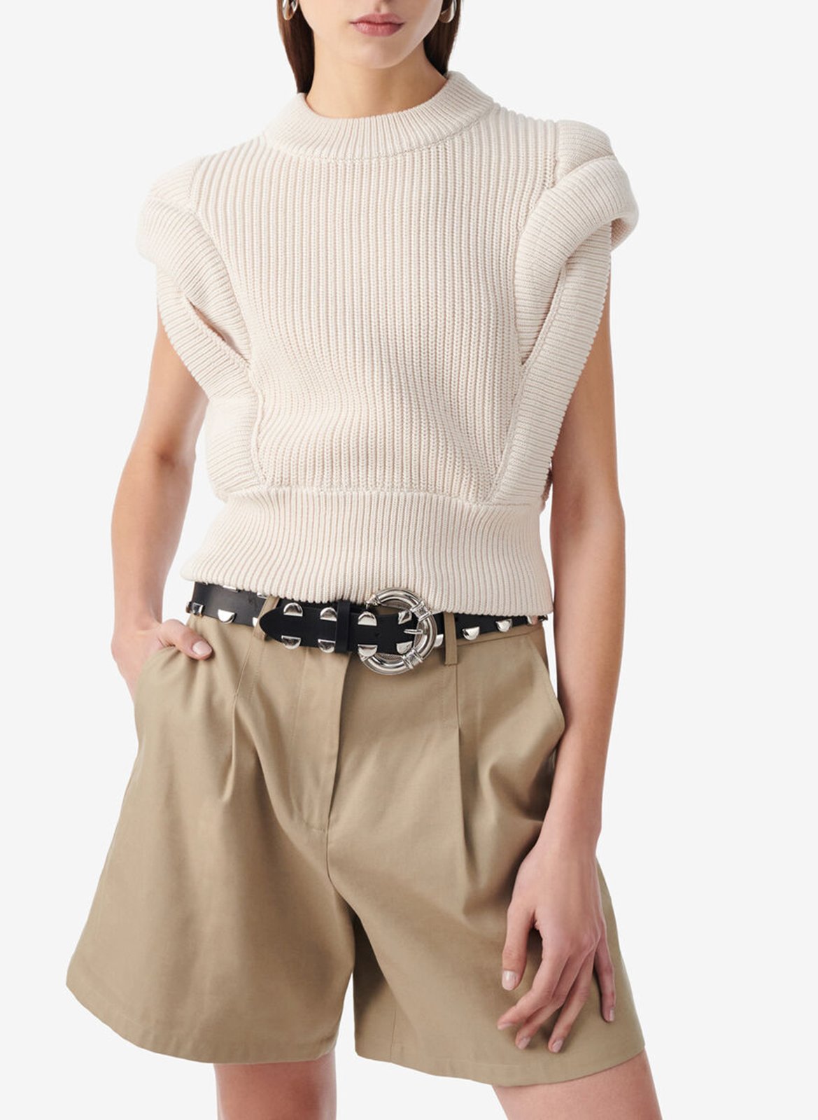 Pull sans manches maille côtes nash IRO Beige