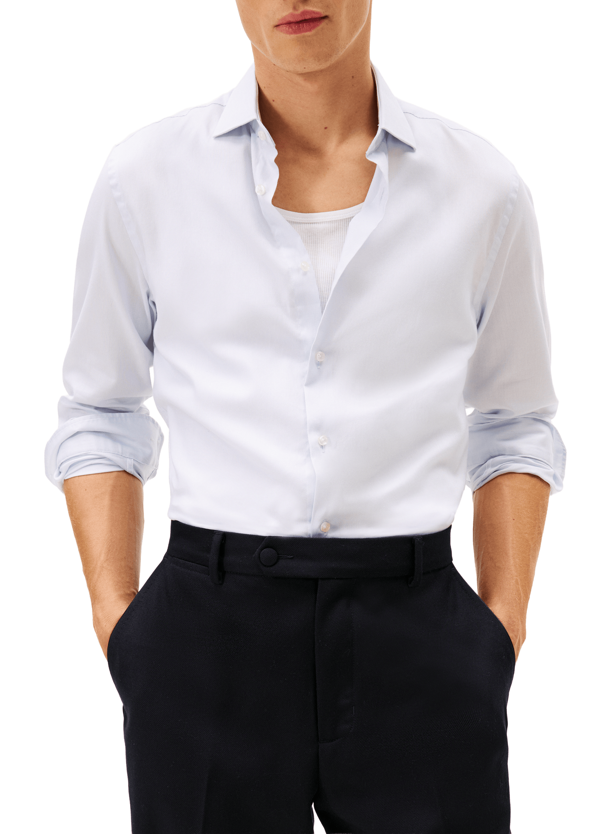 Shirt with classic collar in blended cotton TOMMY HILFIGER Blue