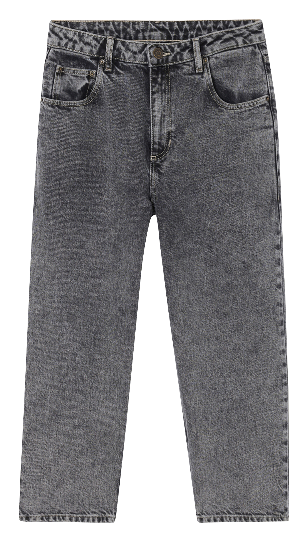 Jean droit taille haute en coton yopday-b AMERICAN VINTAGE Gris