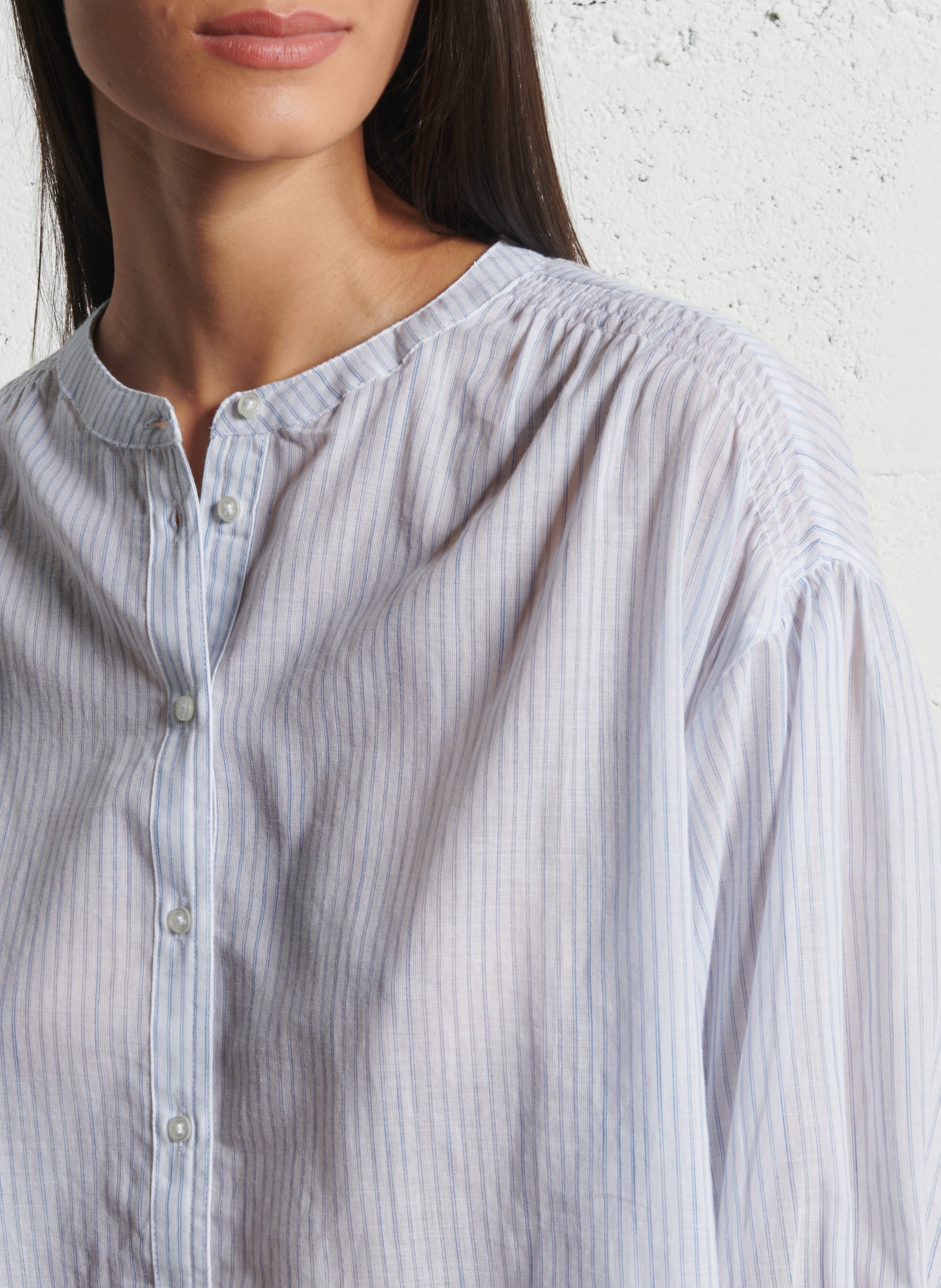 Chemise col rond en coton bliss MAISON 123 Bleu