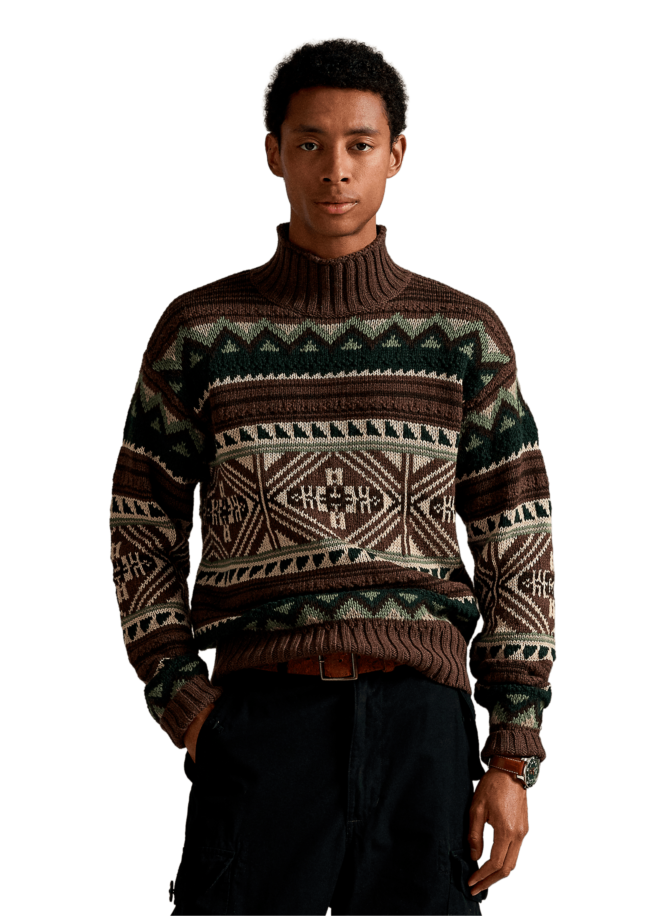 POLO RALPH LAUREN Patterned turtleneck jumper Beige