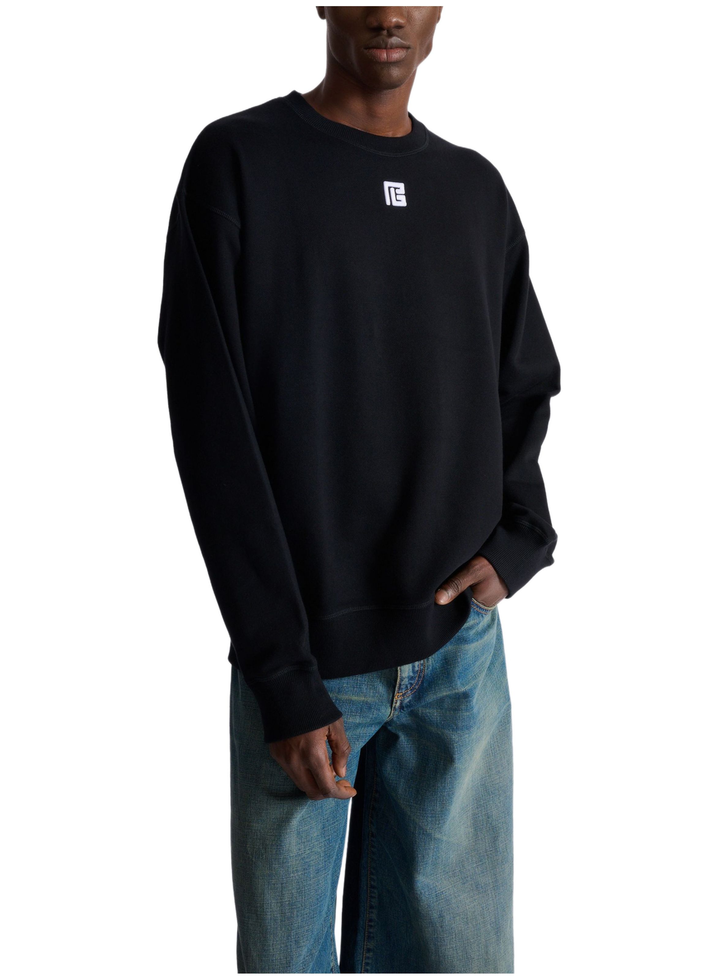 Sweatshirt en coton avec broderie pb BALMAIN Noir