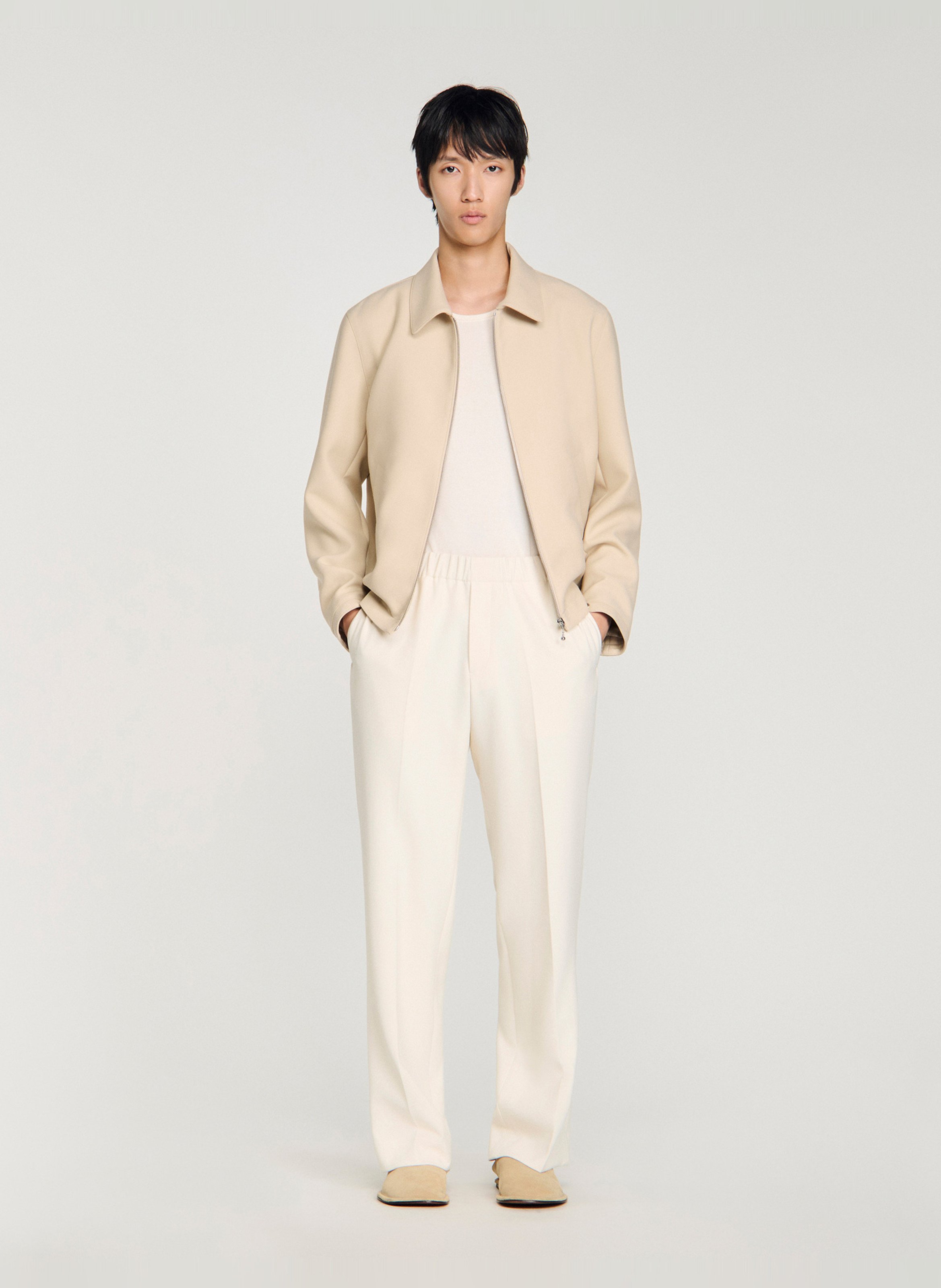 Pantalon large en jersey SANDRO Beige