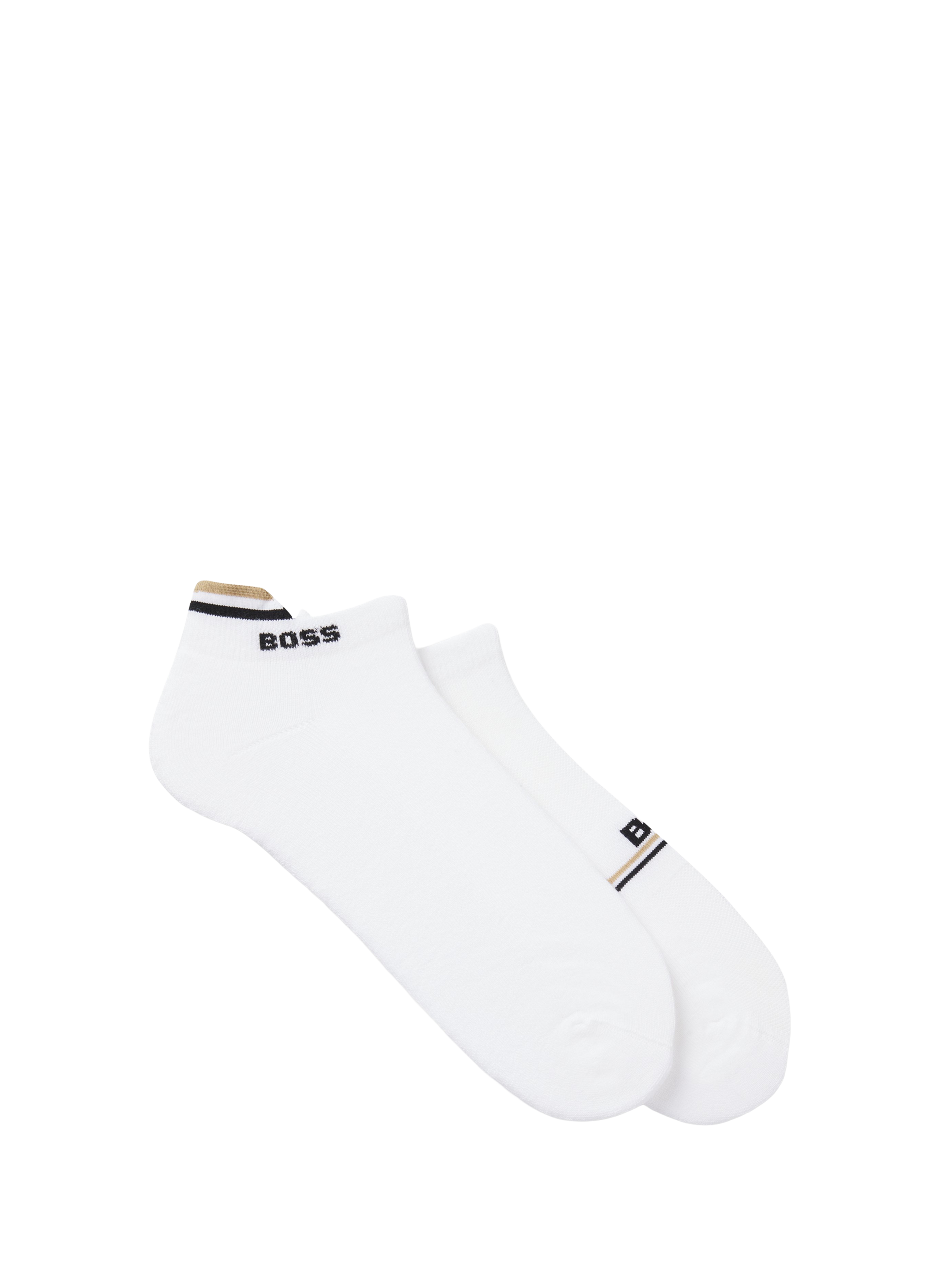 Set of two pairs of ankle-length socks with logos BOSS White
