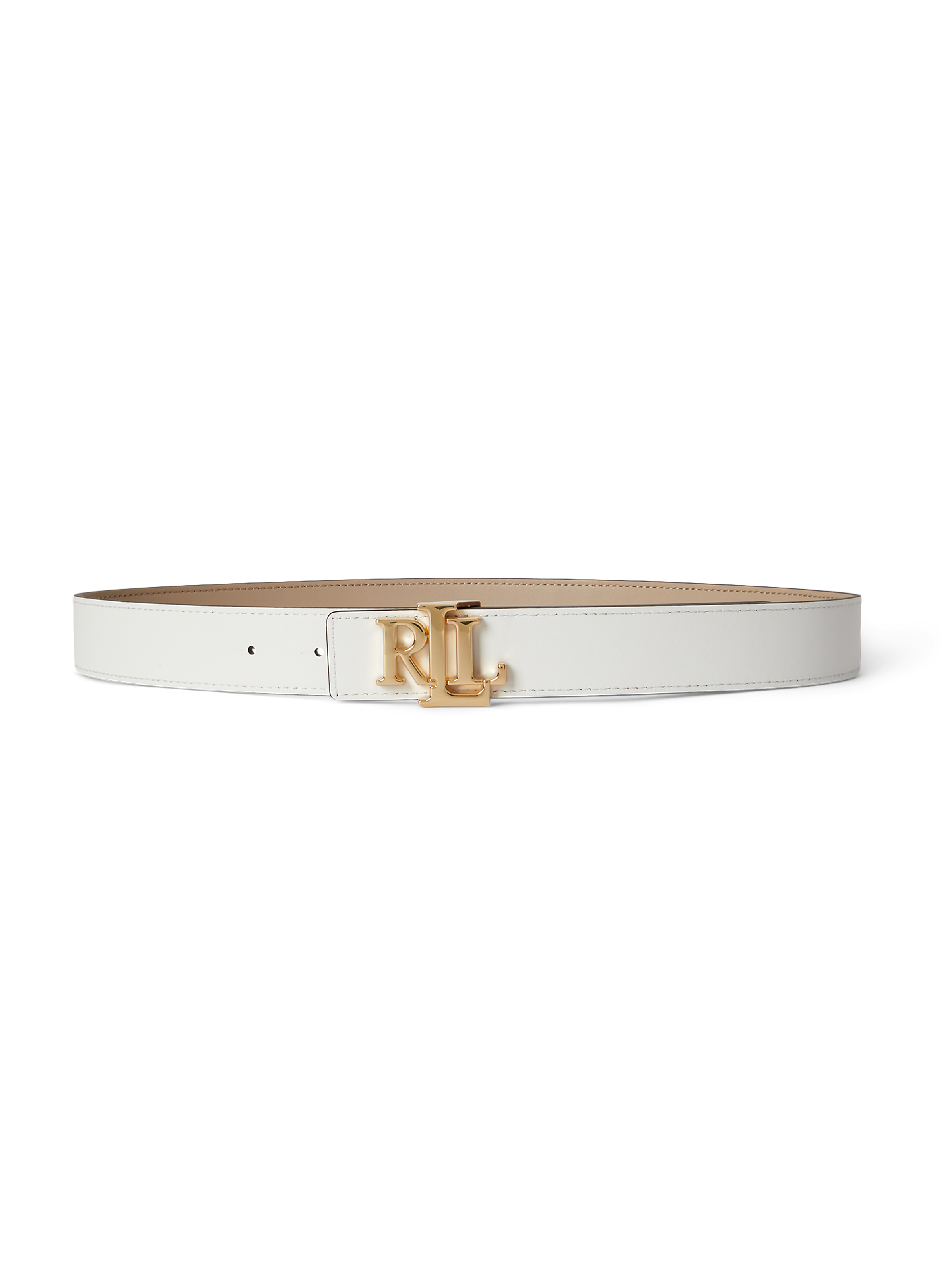 Cinturón reversible con logo de cuero LAUREN Blanco