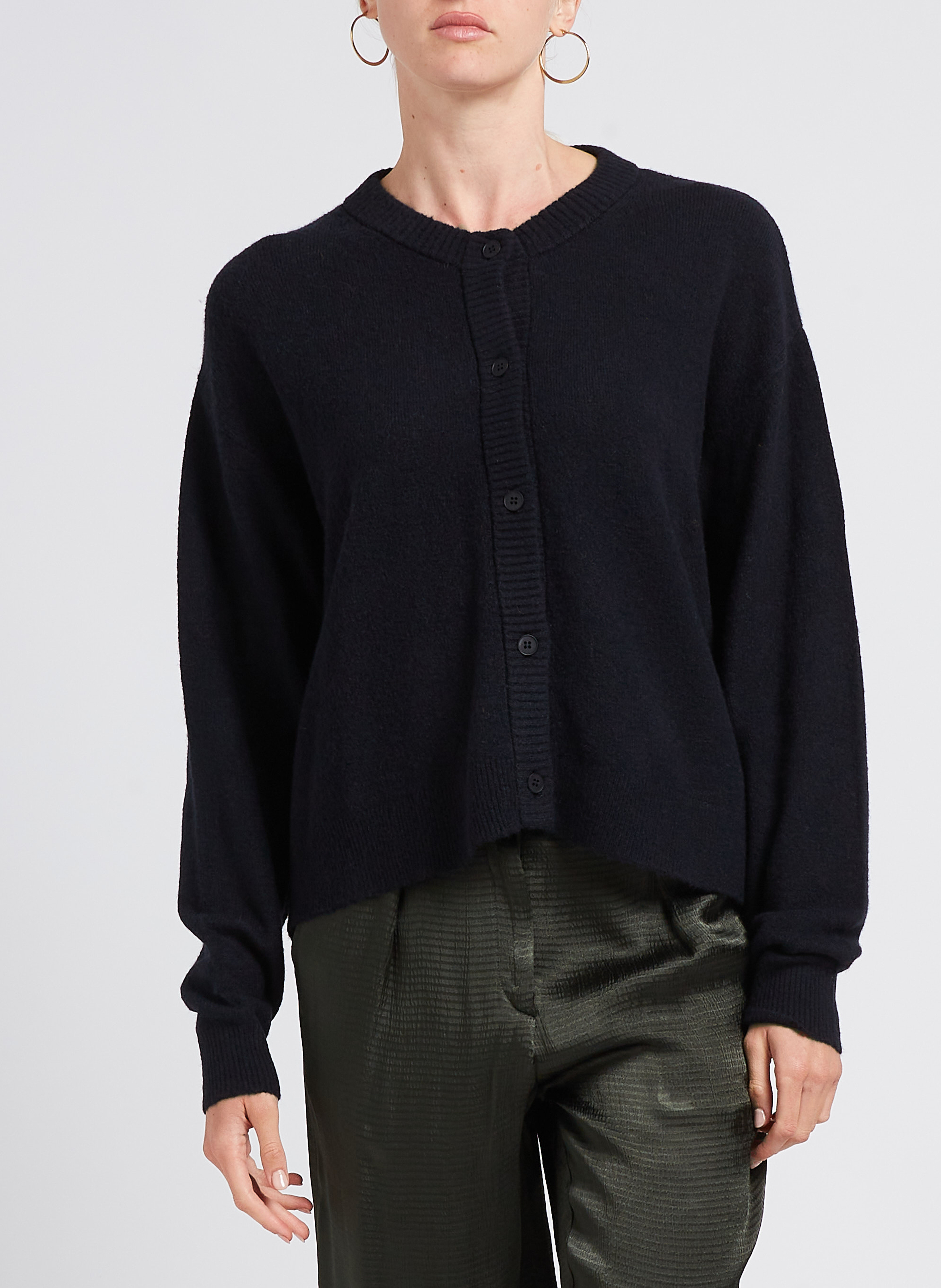 Gilet oversize col rond boutonné damsville AMERICAN VINTAGE Noir