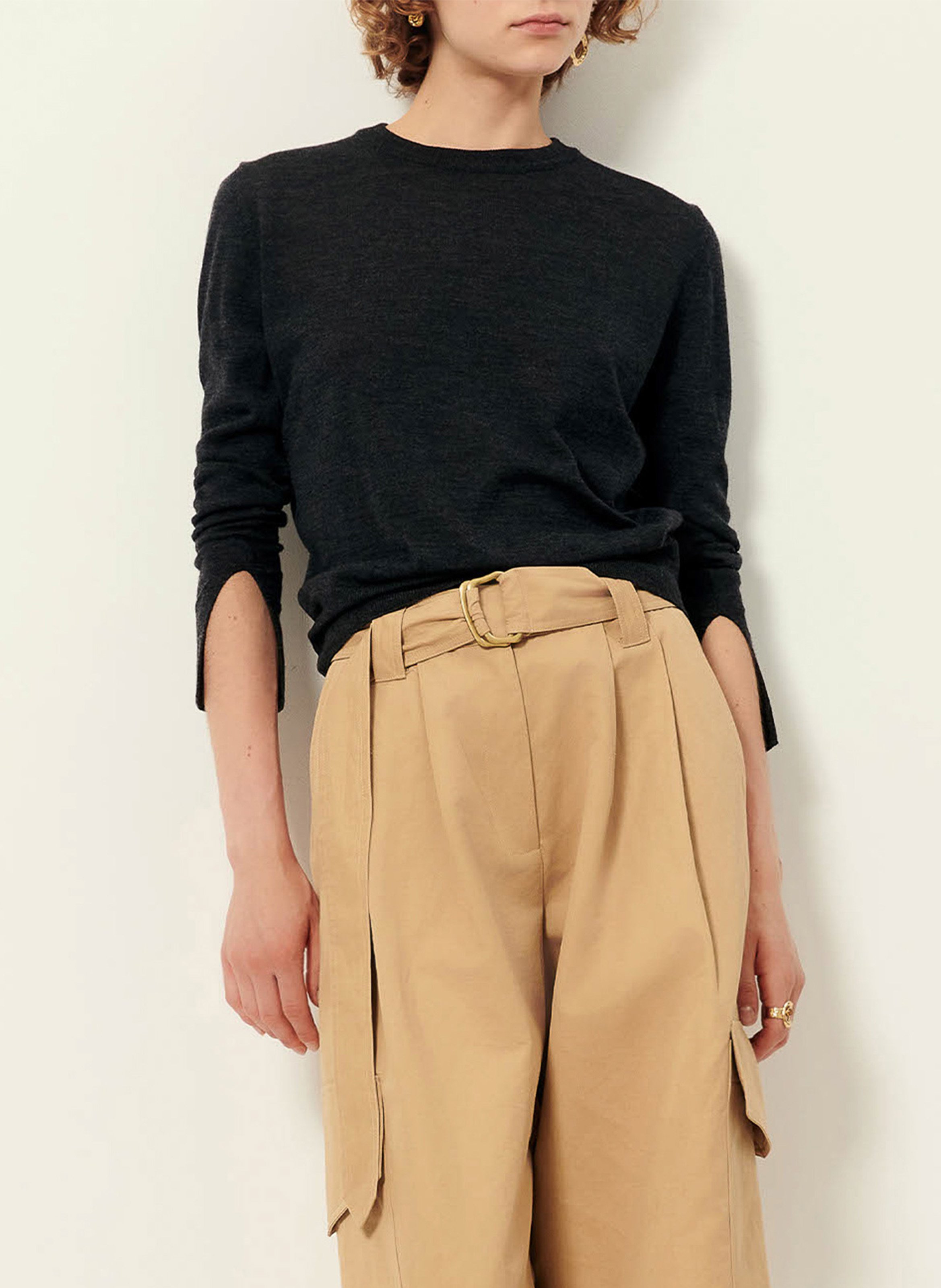 Pull col rond en laine teshima SESSUN Gris