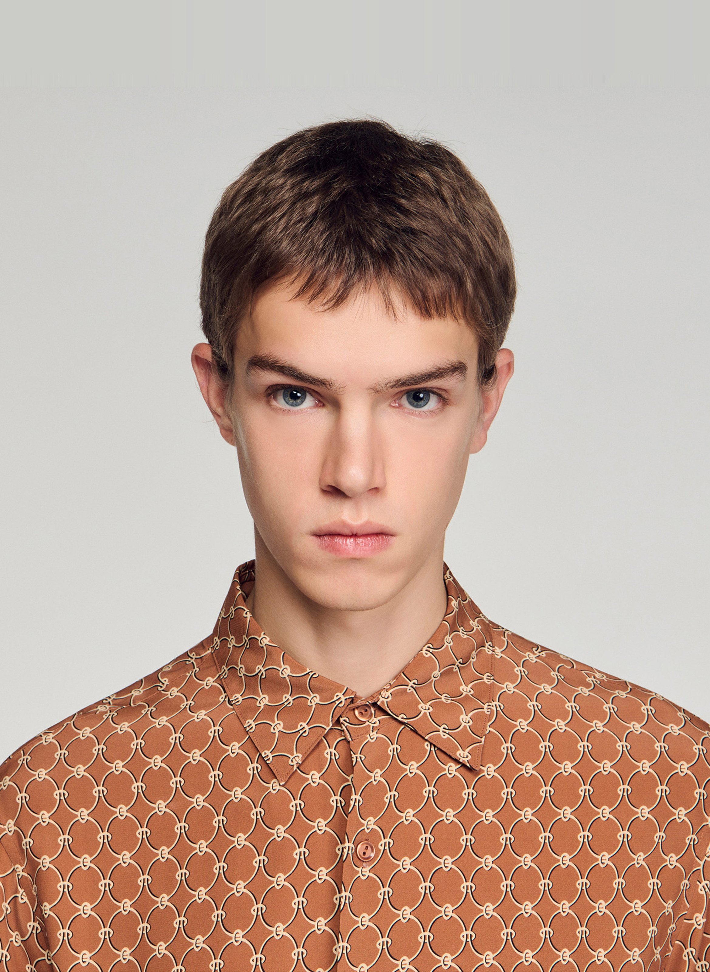 Chemise imprimée col classique SANDRO Marron
