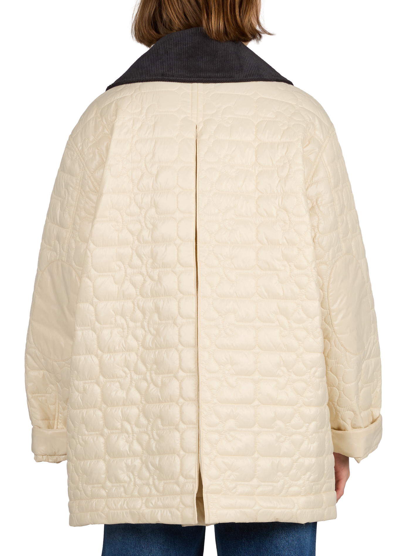Shiny Quilt padded jacket with contrasting collar GANNI Khaki