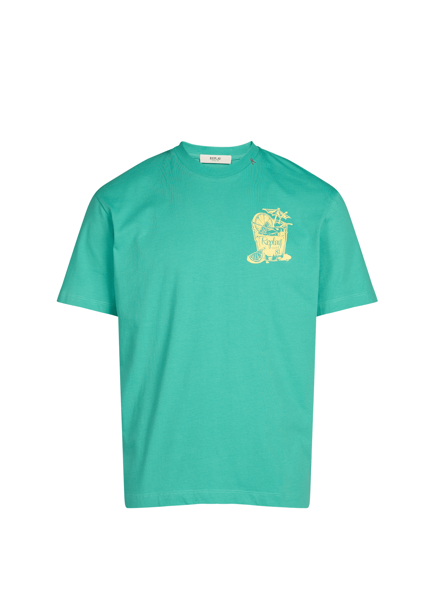 T-shirt imprimé poitrine en coton REPLAY Bleu