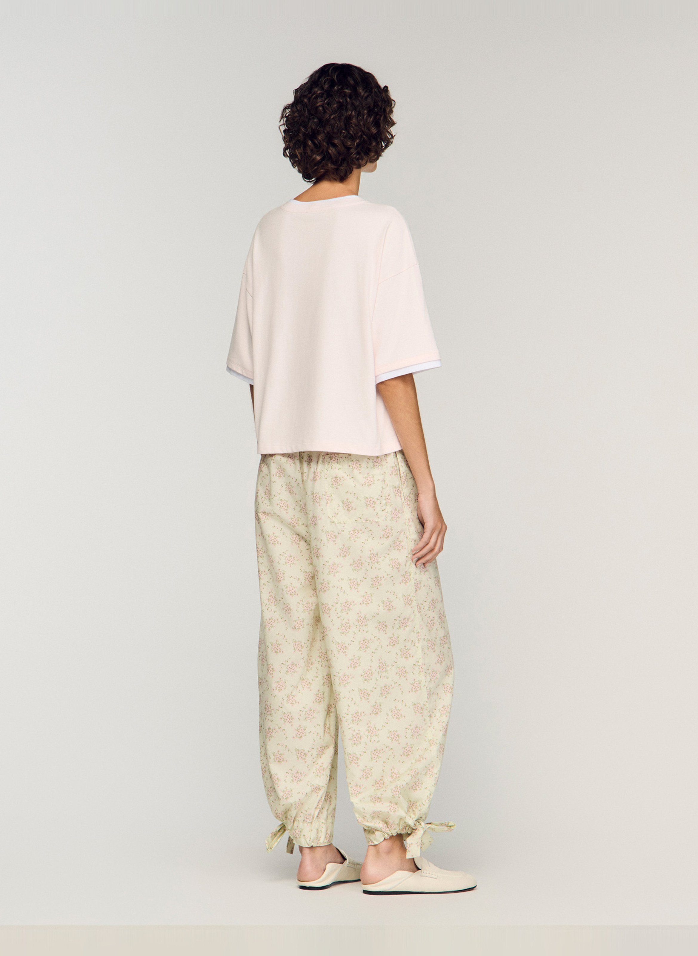 Tee-shirt oversize col rond en coton SANDRO Rose