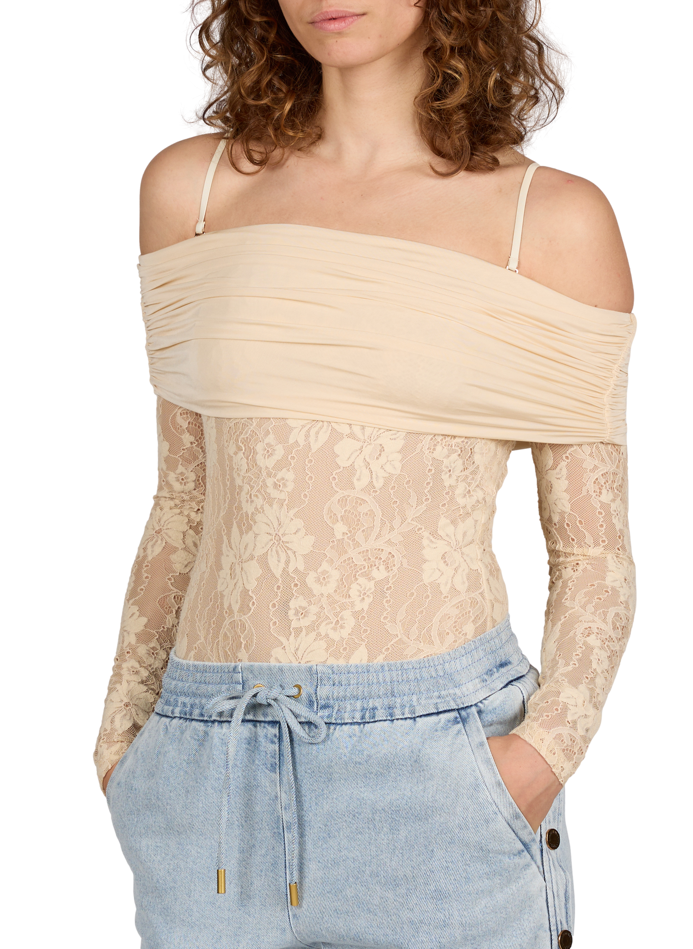 Drapped lace bodysuit ZIMMERMANN White