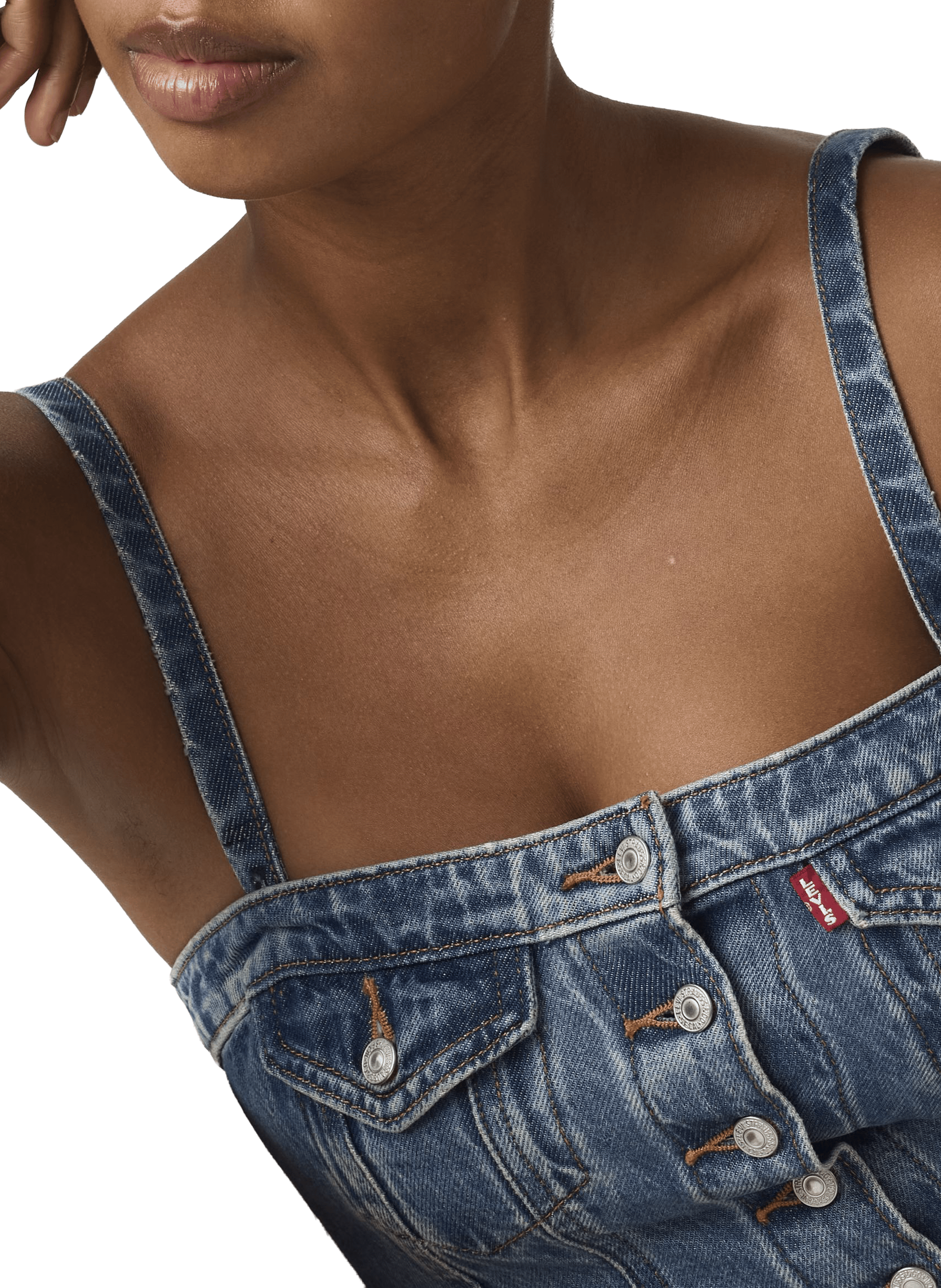 Top bustier délavé en coton LEVI'S Blue