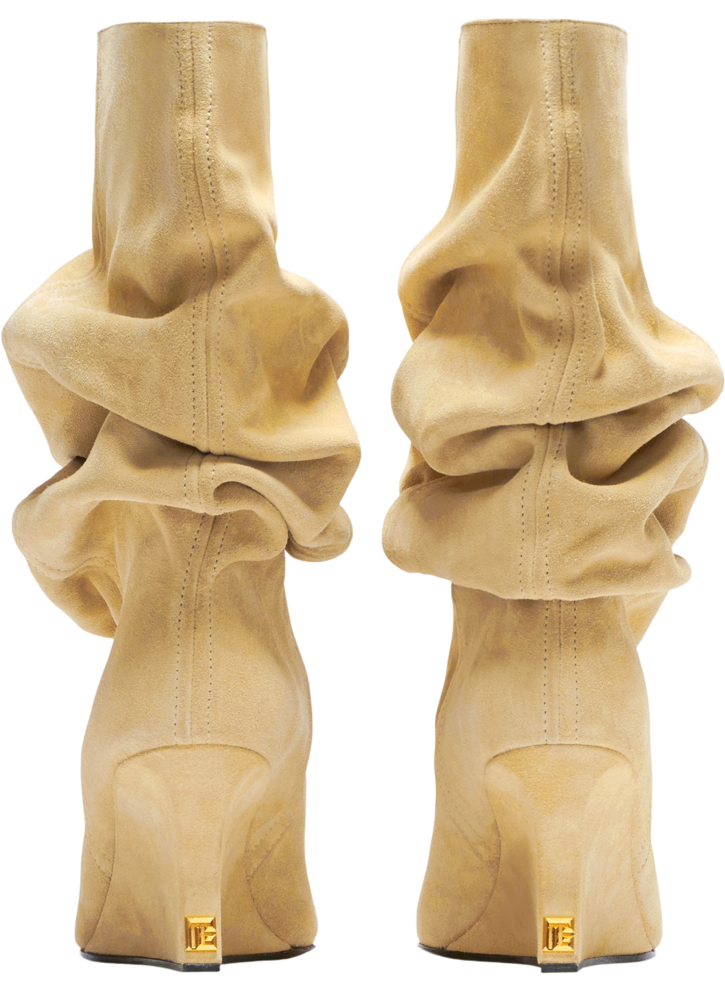 Bottines wedge drapées en daim BALMAIN Beige