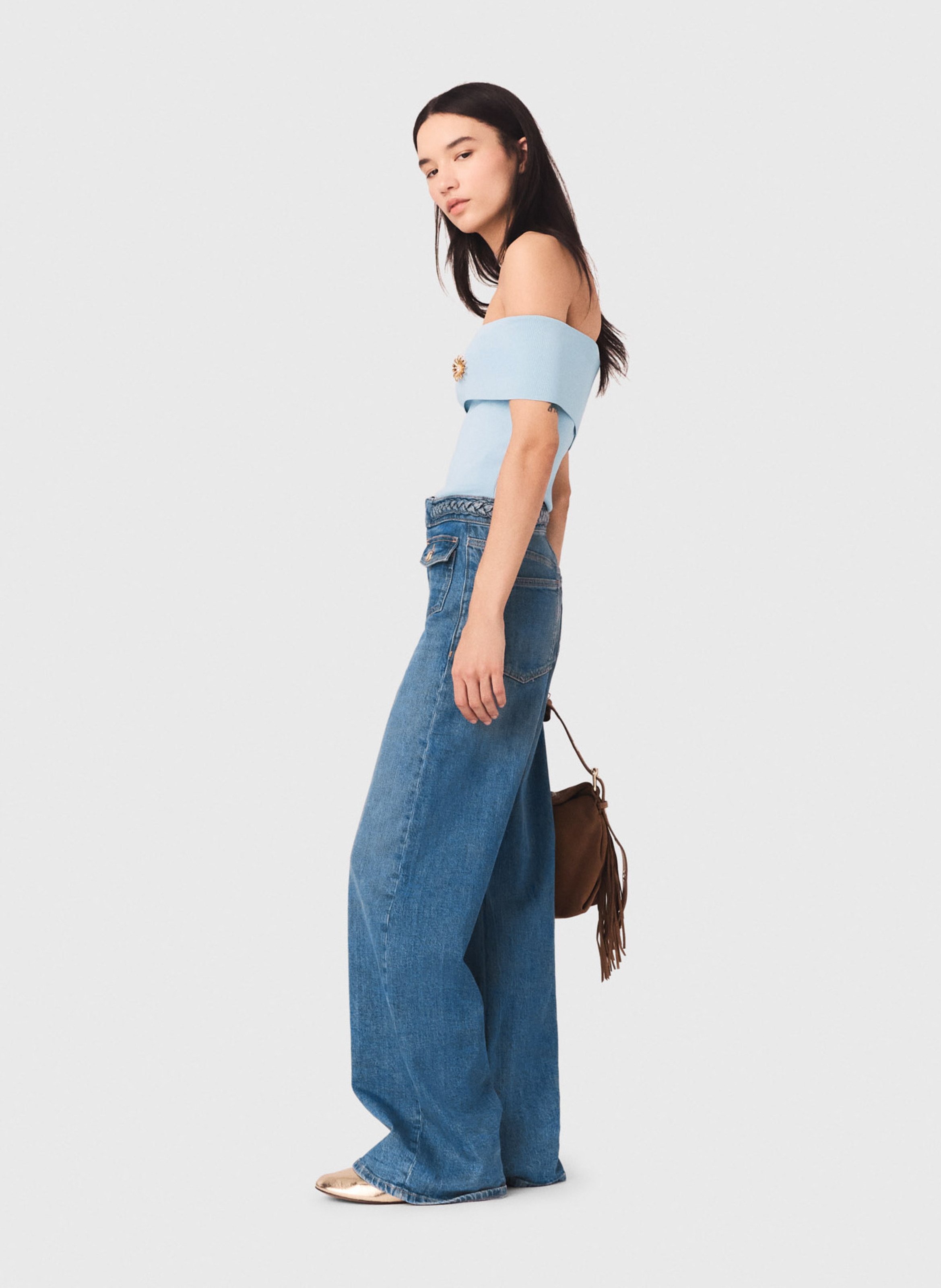 Jean patte d'eph en coton mélangé MAJE Bleu