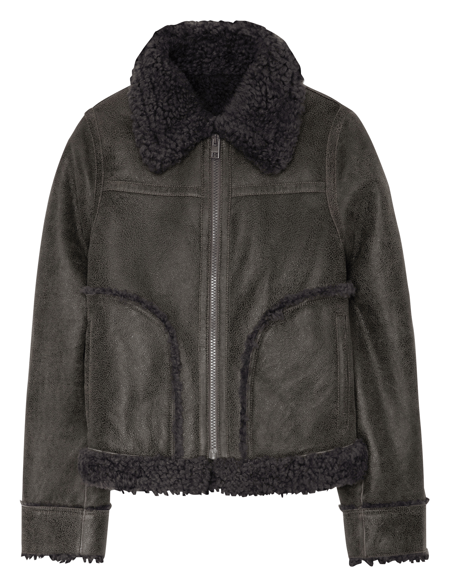 Blouson aviateur en cuir vieilli kady ZADIG&VOLTAIRE Gris