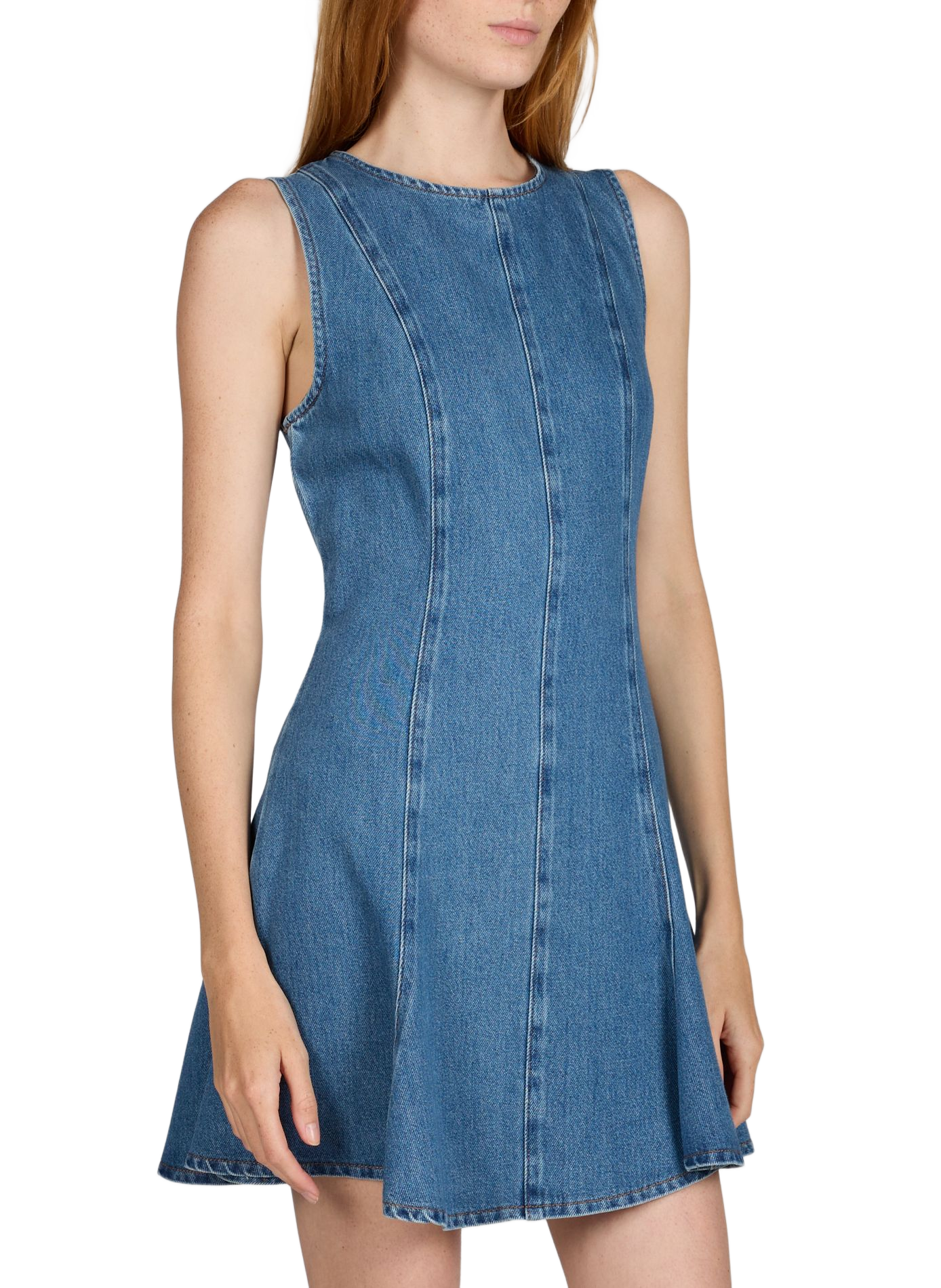 Sleeveless dress in blended cotton denim TOPSHOP Blue