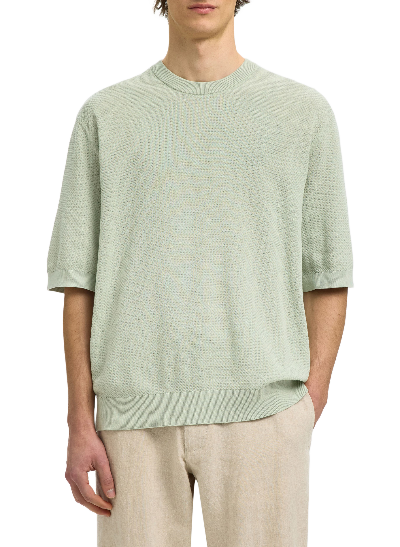Short sleeve cotton polo shirt SELECTED Green