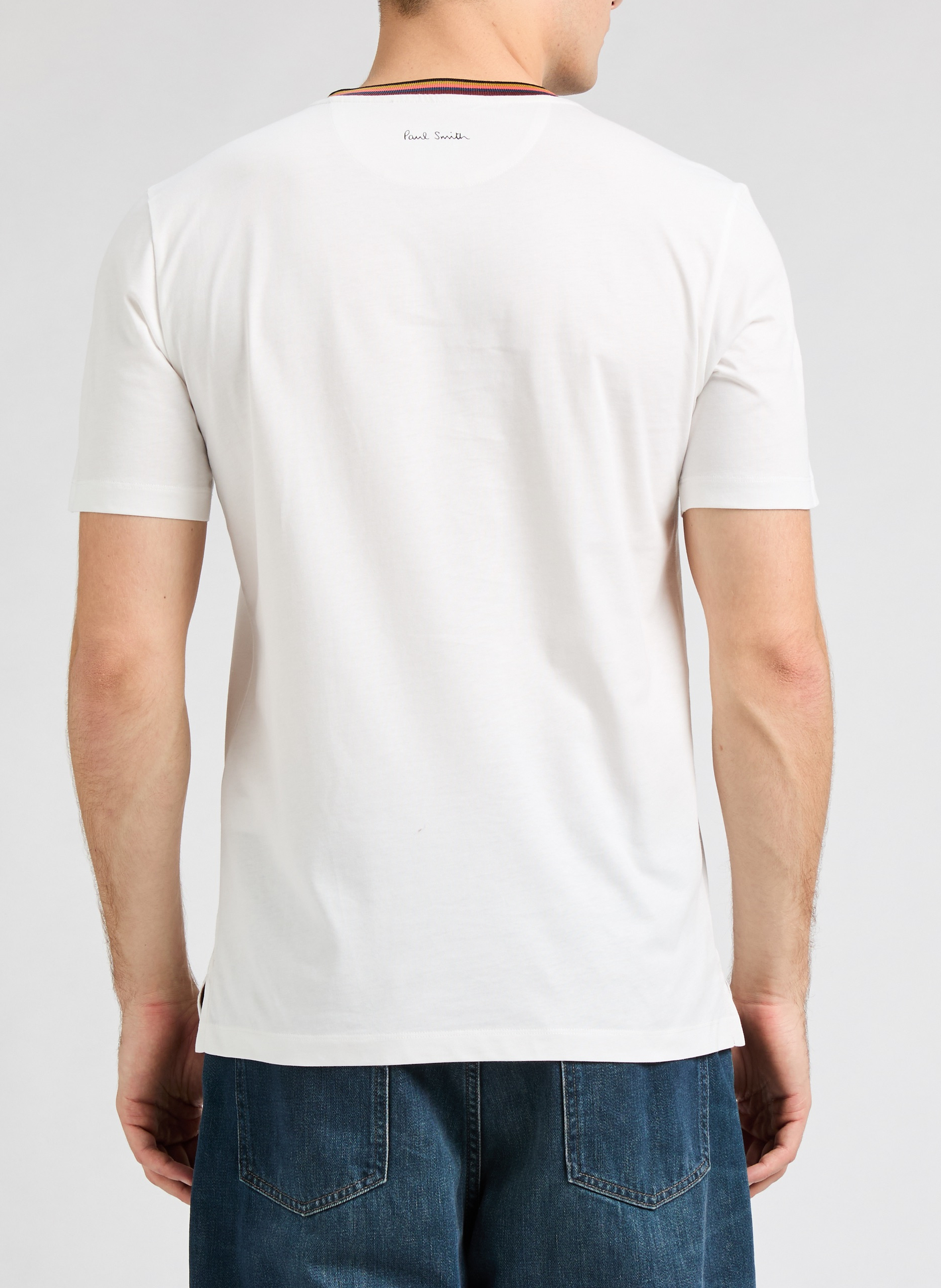 T-shirt with coloured stripes on the collar PAUL SMITH White