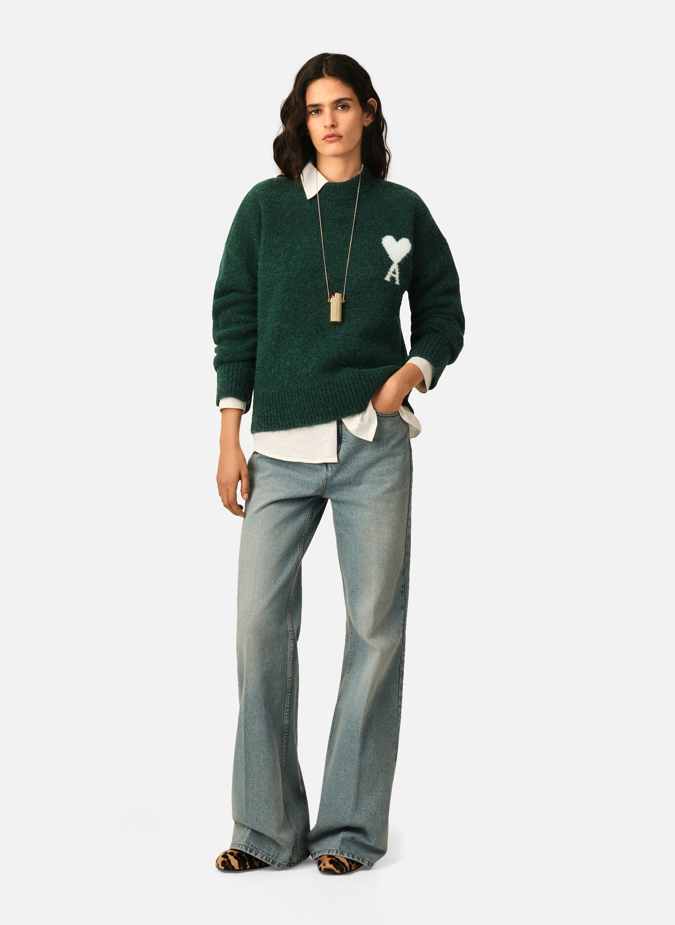 Pull unisexe en alpaga ami de coeur AMI PARIS Vert