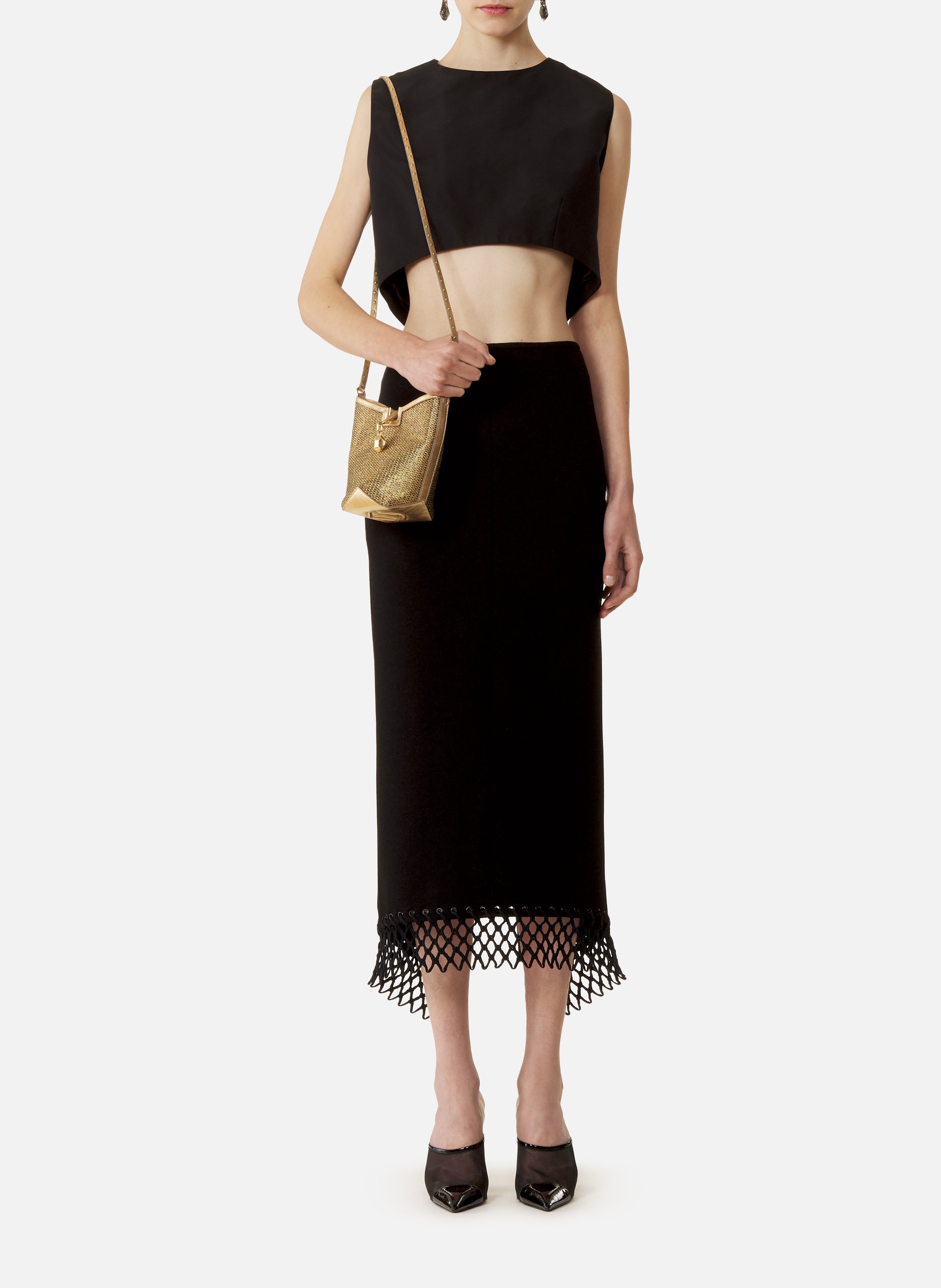 Haut court en faille de soie LANVIN Noir