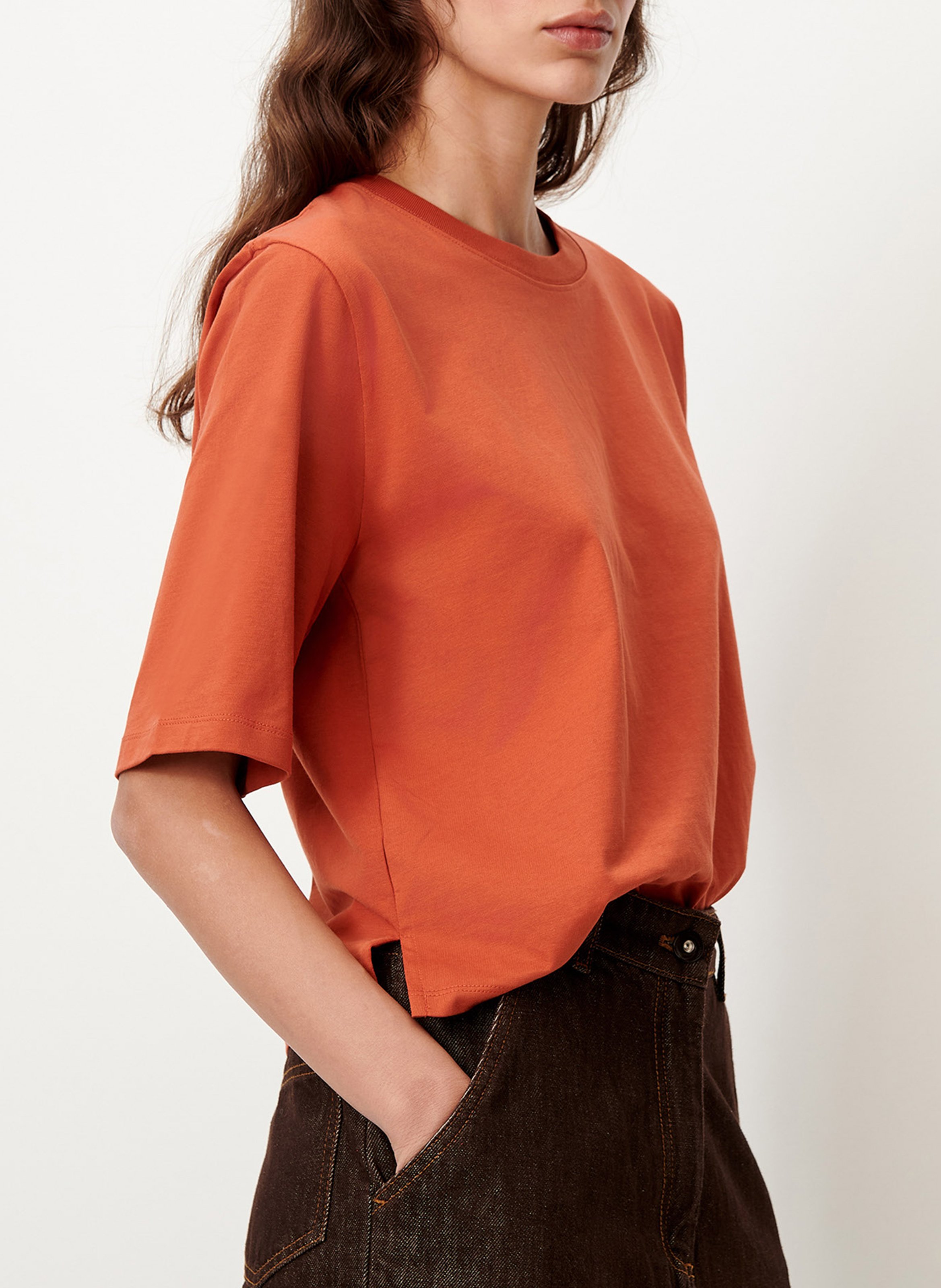 Tee-shirt ample à col rond en coton serge SESSUN Rouge