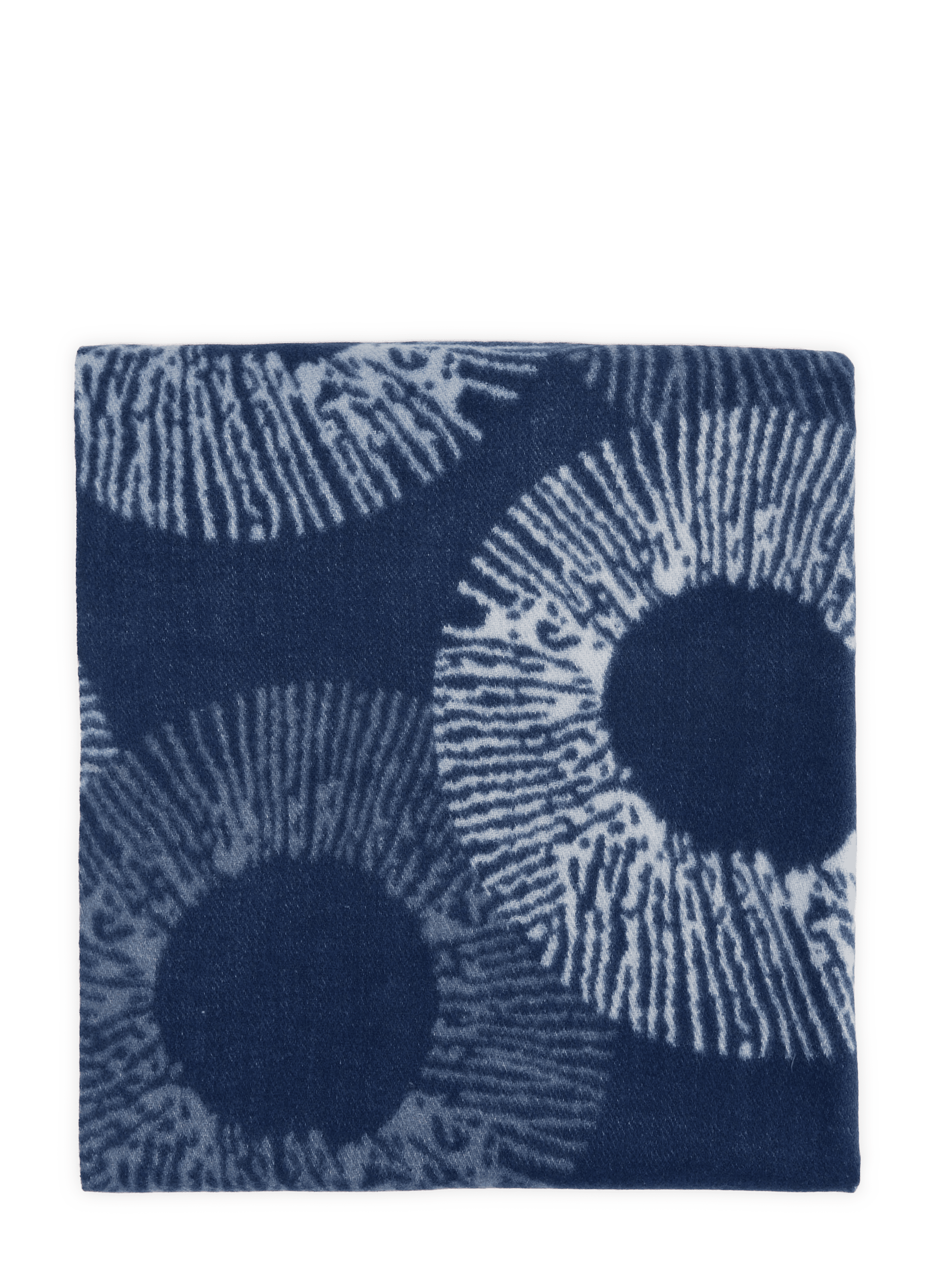Echarpe à motif avec franges  Bleu fonce