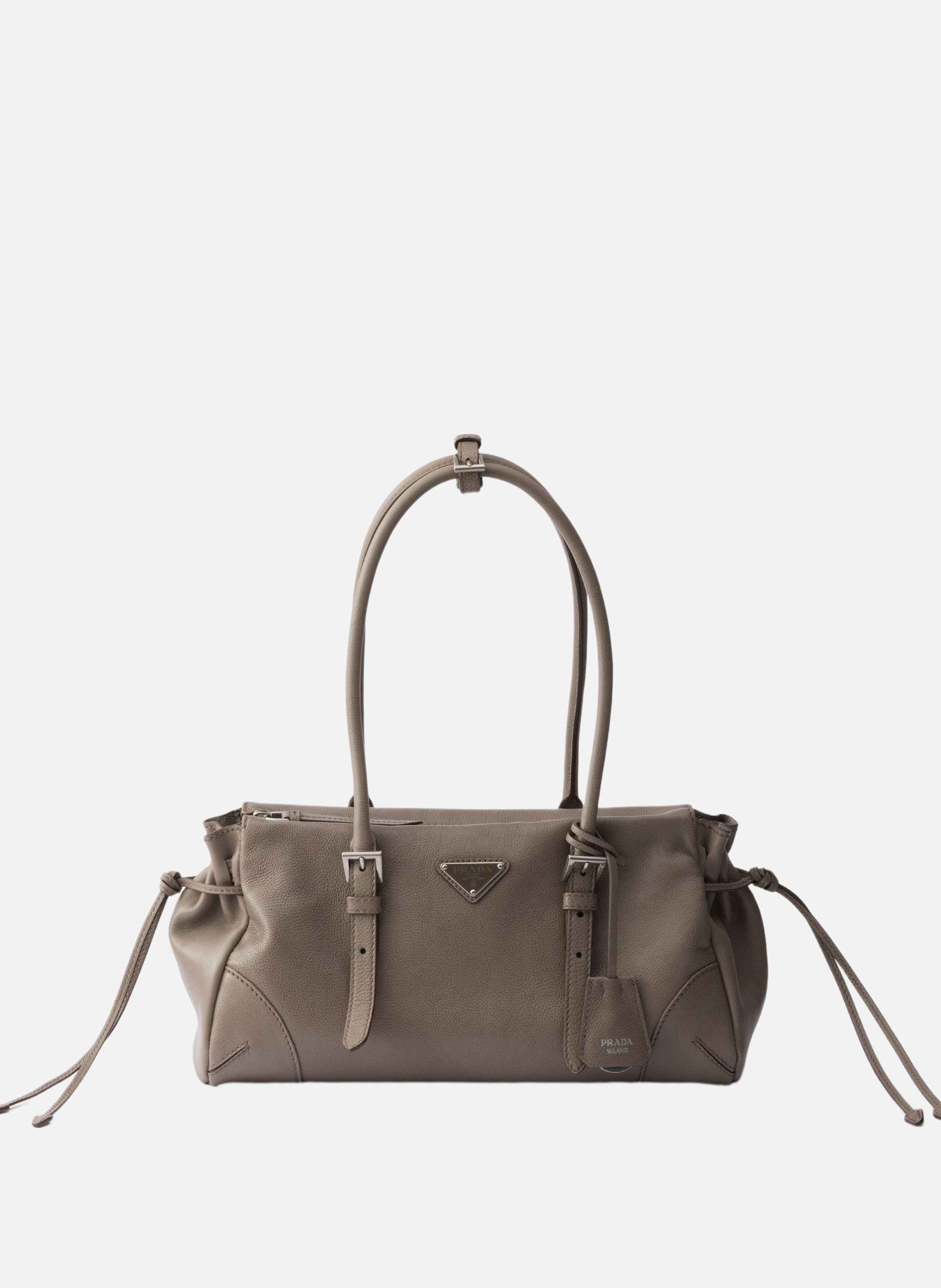 Cabas prada bonnie en cuir vieilli de taille moyen PRADA Gris