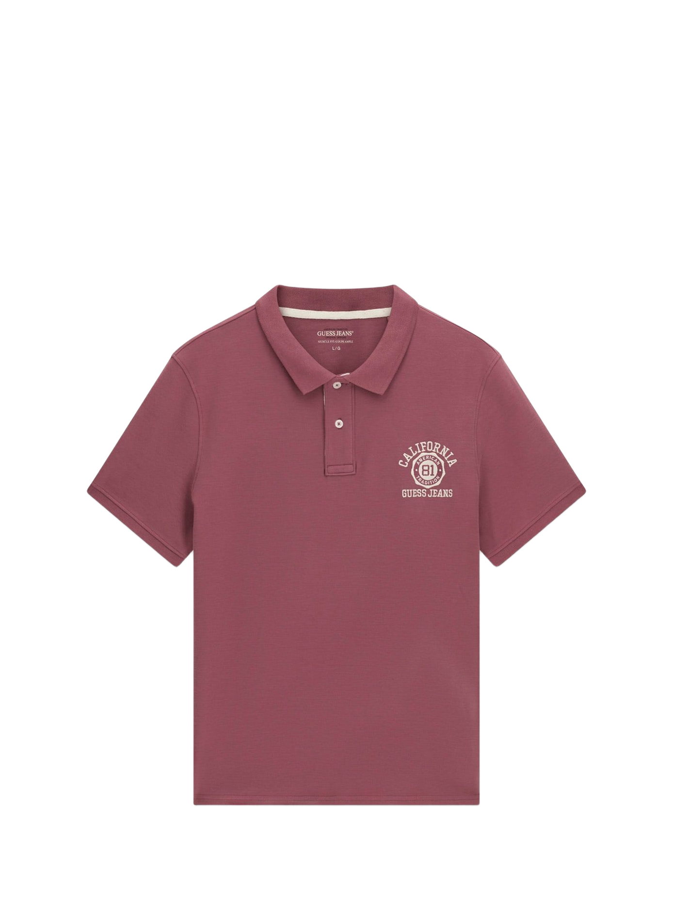 Short-sleeved cotton polo with embroidery GUESS Red