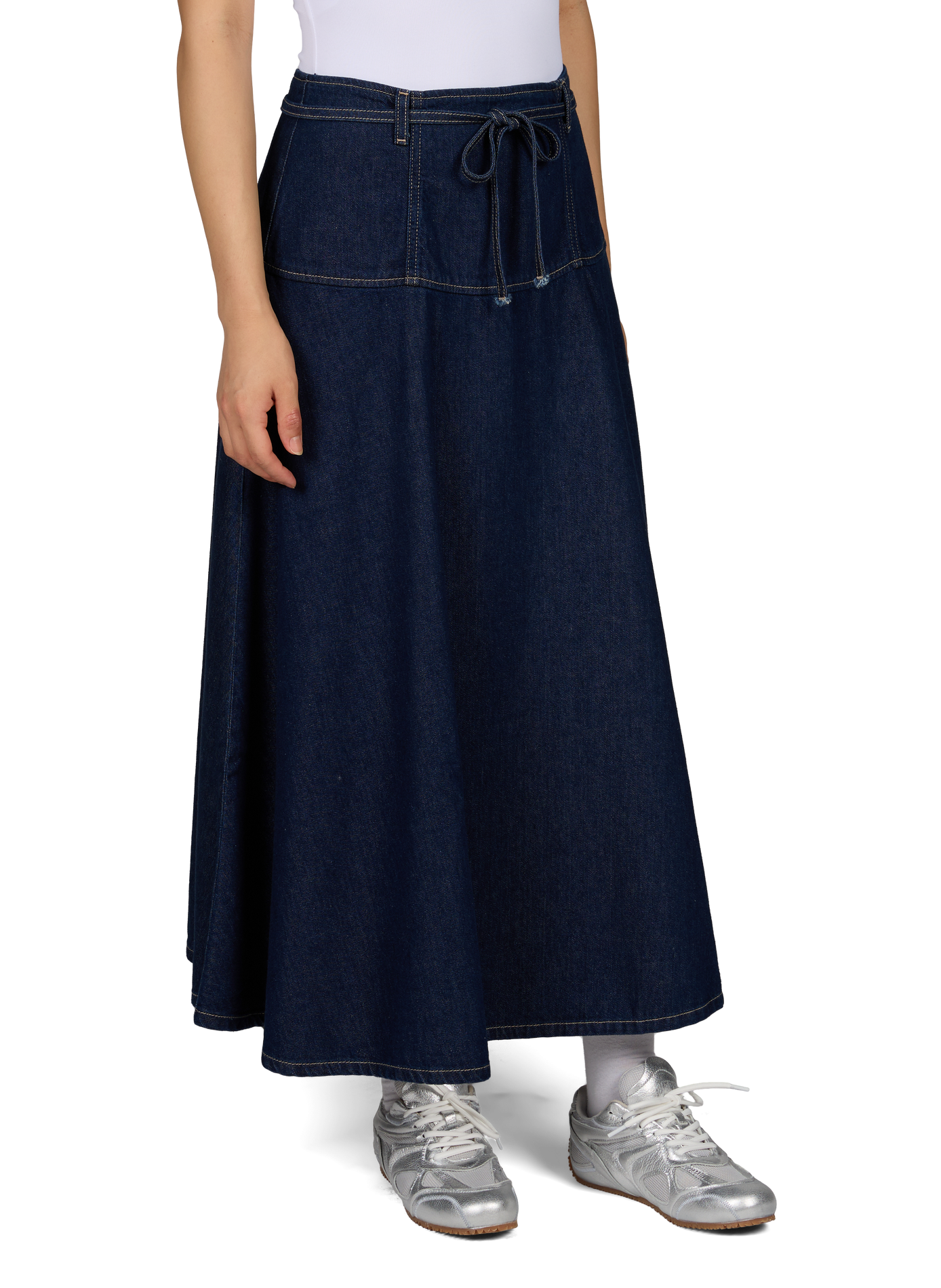 Flared denim skirt with belt SAMSOE SAMSOE Blue