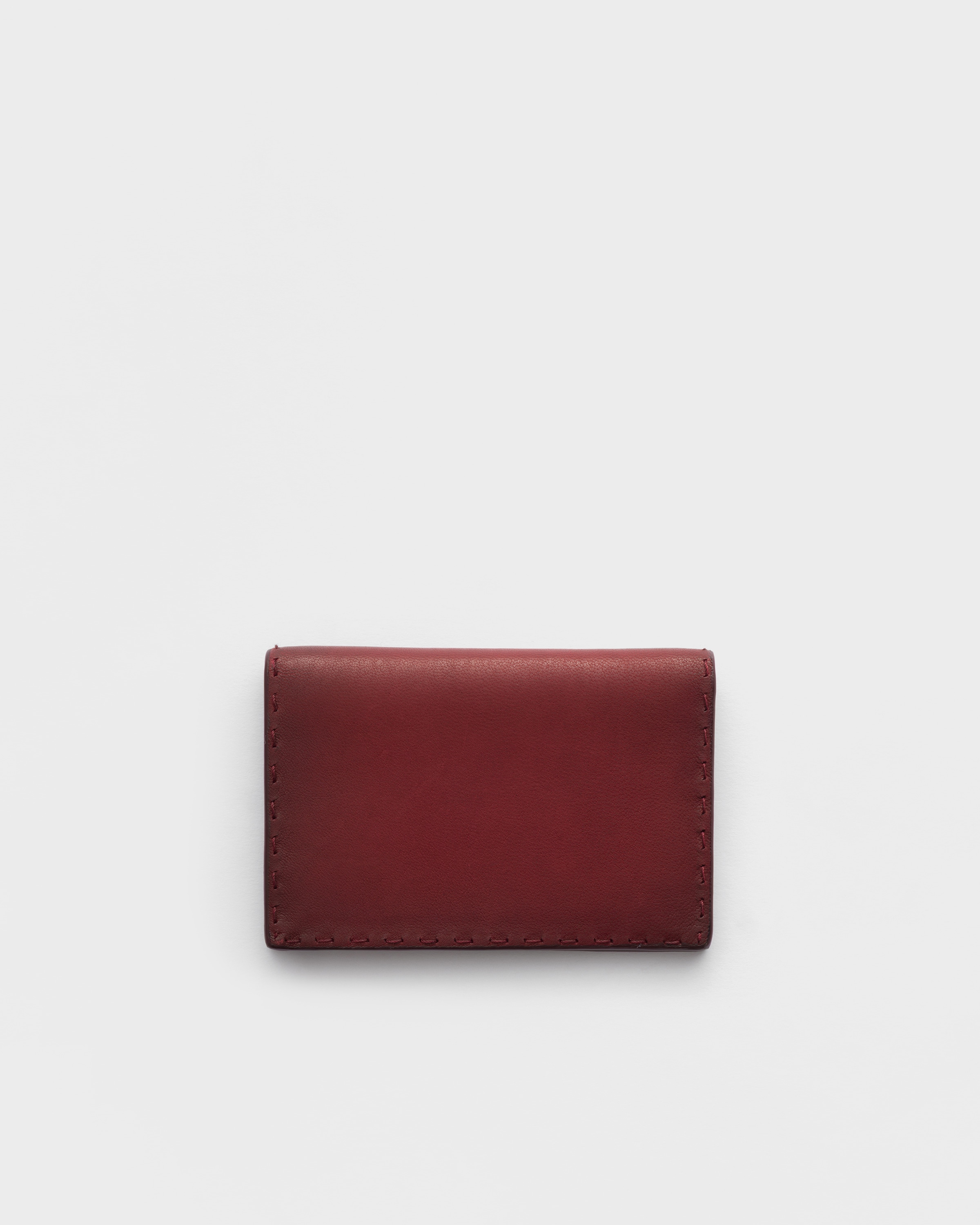 Porte-cartes en cuir vieilli PRADA Rouge