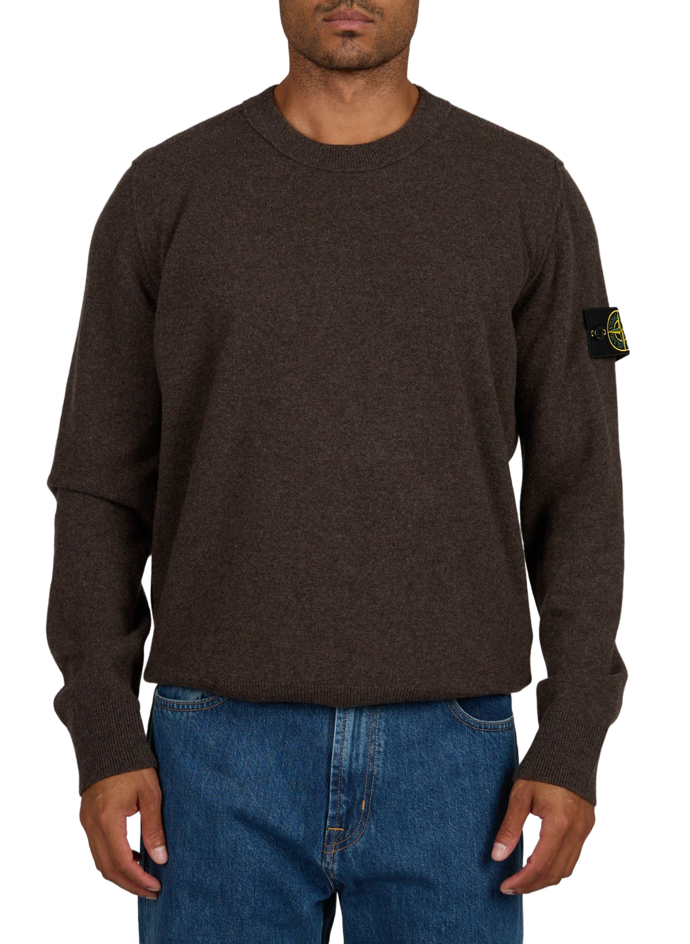 Gerader Rundhalsausschnitt-Pullover aus Wolle STONE ISLAND Grau