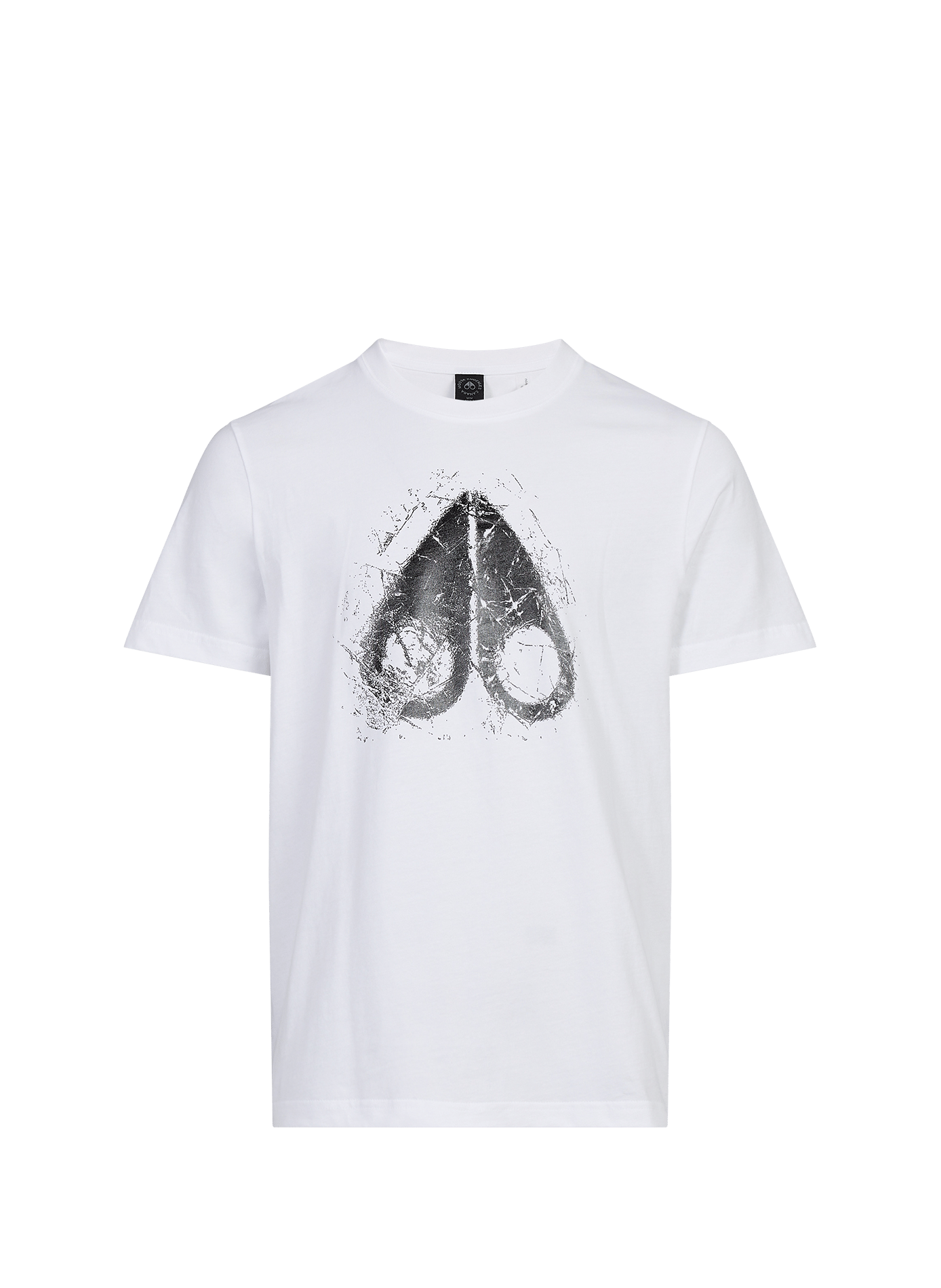 Bedrucktes gerades Baumwoll-T-Shirt MOOSE KNUCKLES Weiss