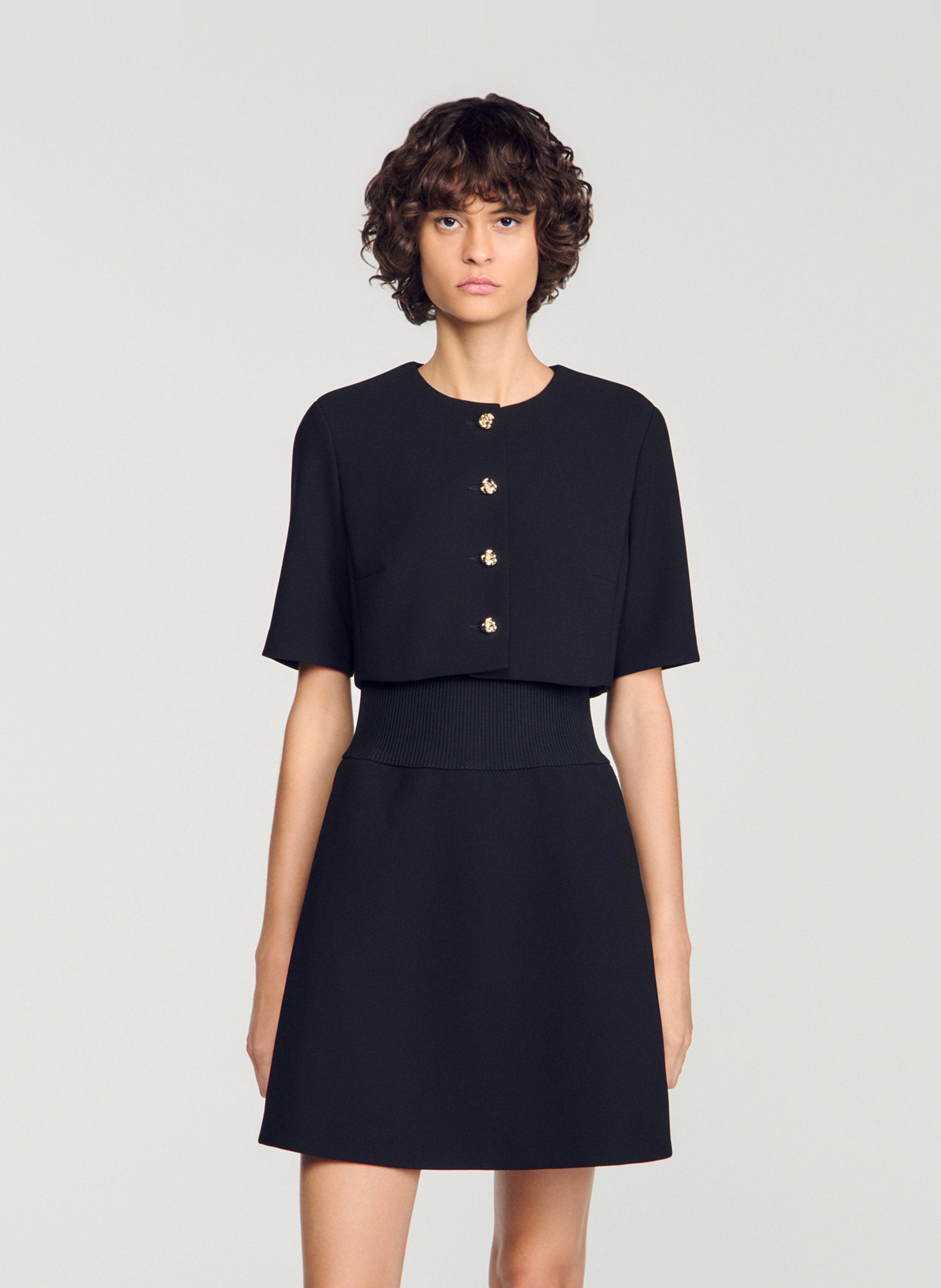 Robe cintrée col rond 2 en 1 SANDRO Noir