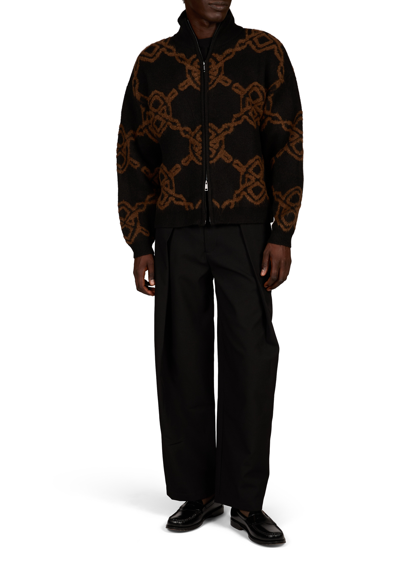 Printed zip-up cardigan DAILY PAPER Black