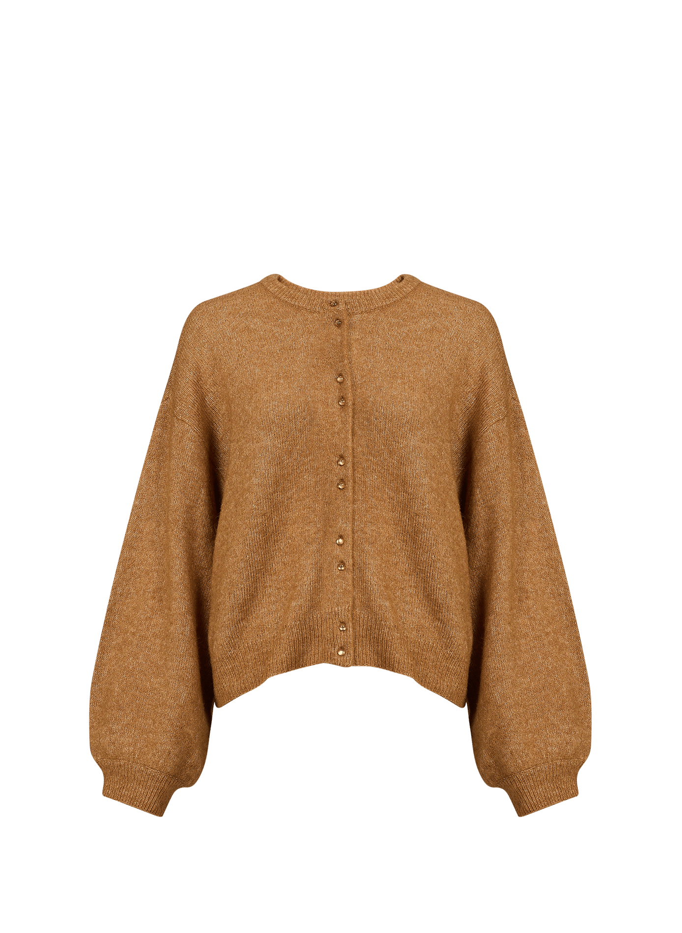 Pull droit col rond boutonné  MSCH Marron