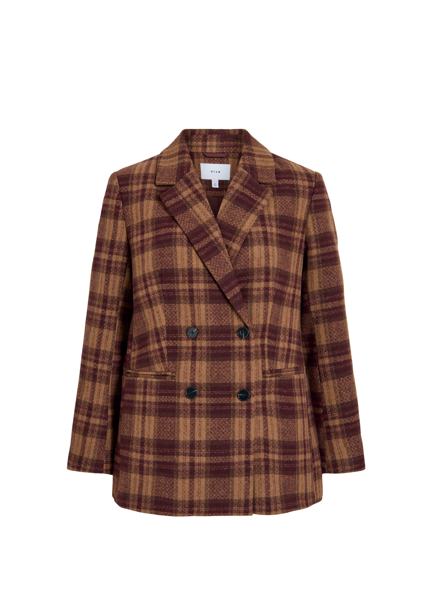 Veste col tailleur à carreaux VILA Rouge
