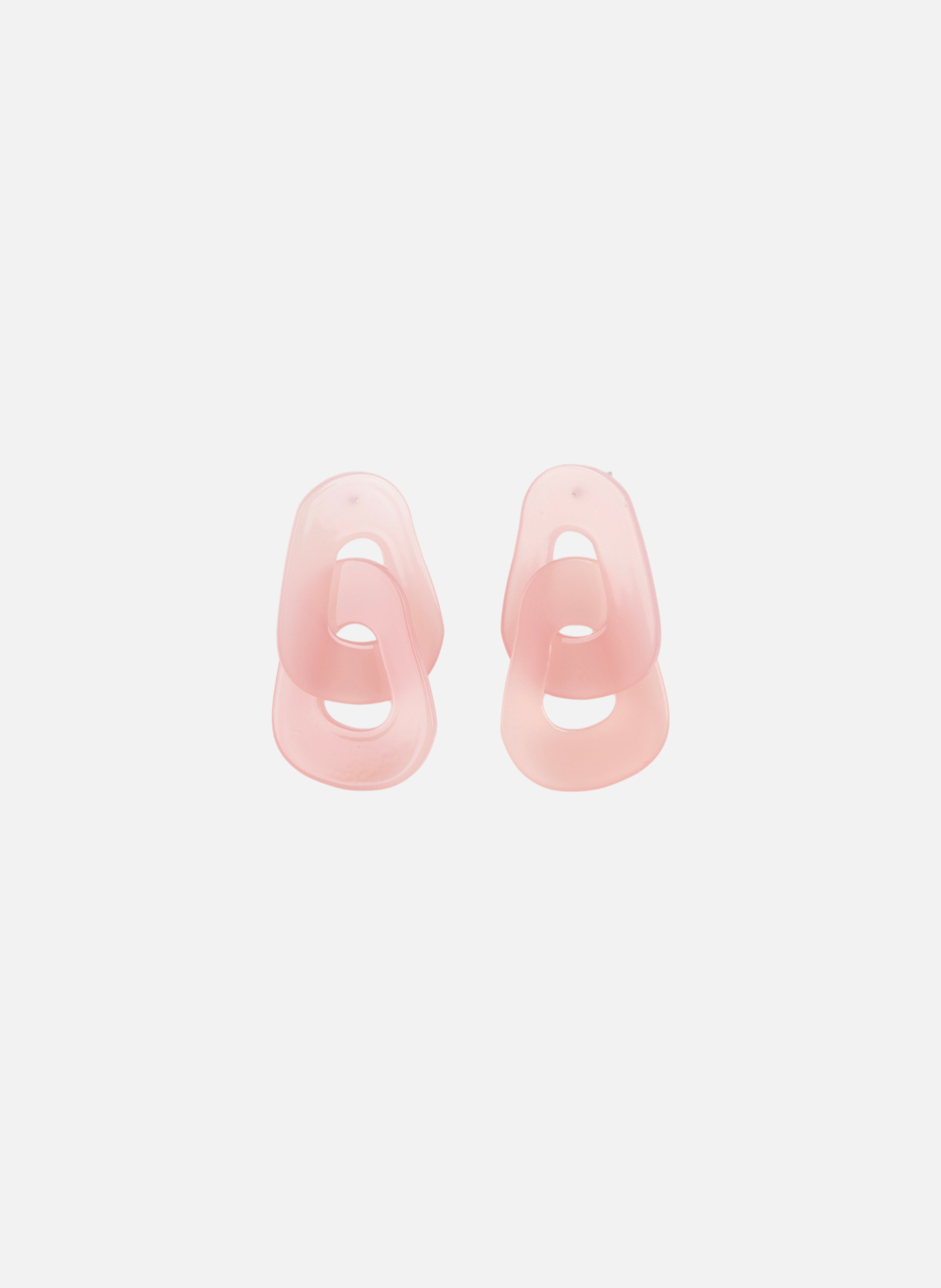 Boucles d'oreilles maillons en acétate de cellulose  Rose pâle