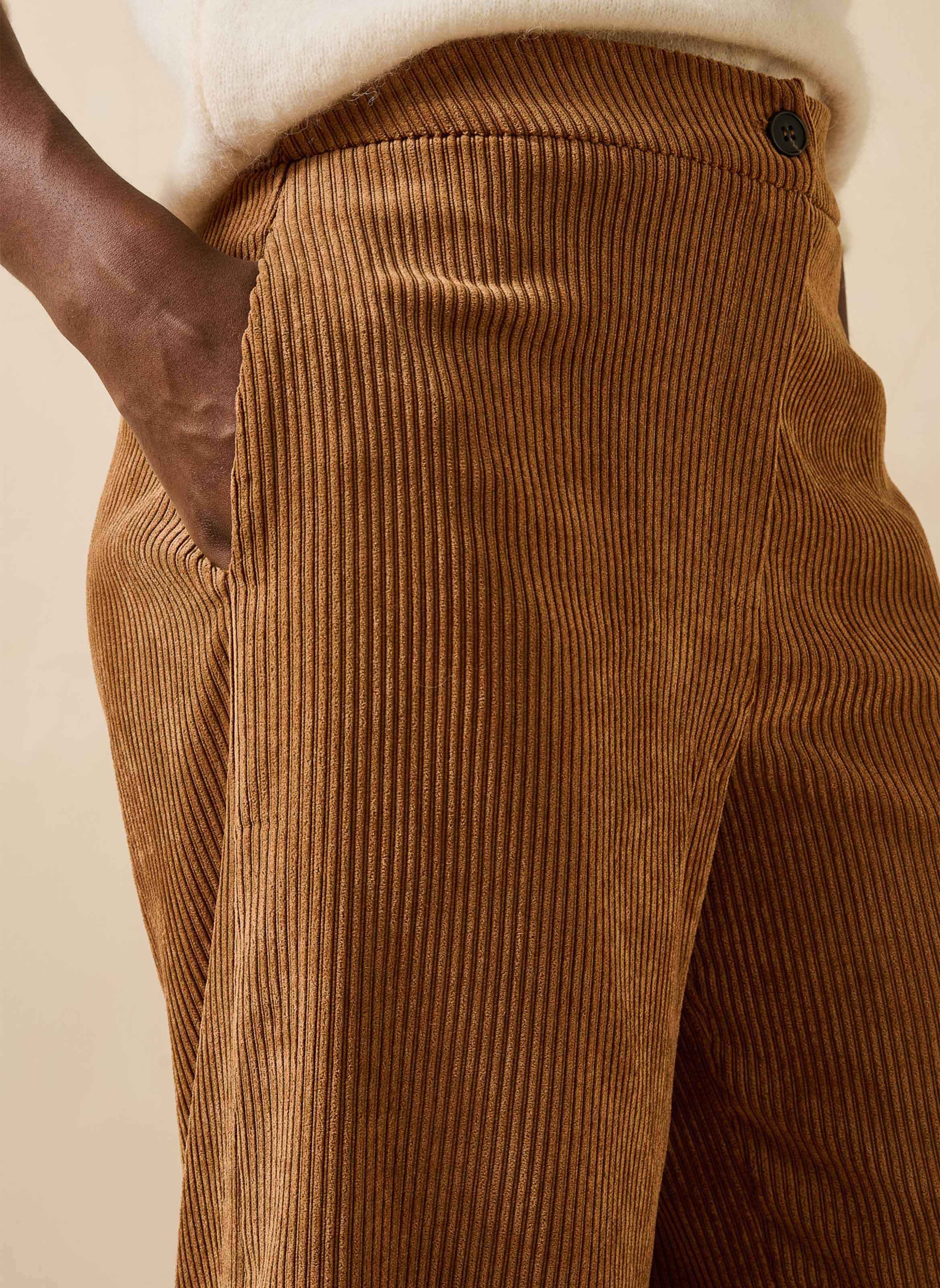 Cropped ribfluwelen broek LA FEE MARABOUTEE Bruin