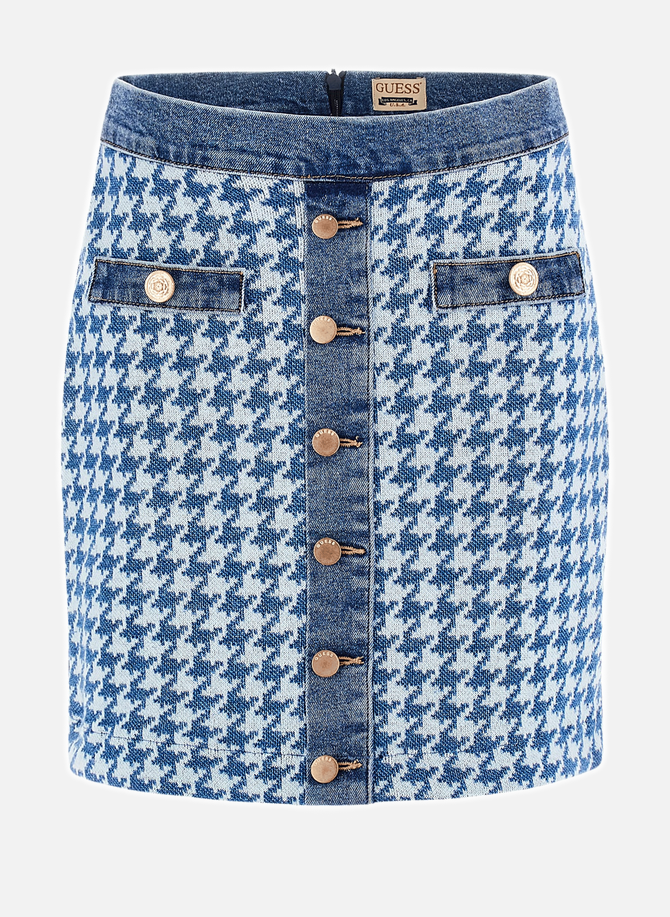 GUESS houndstooth pattern denim skirt